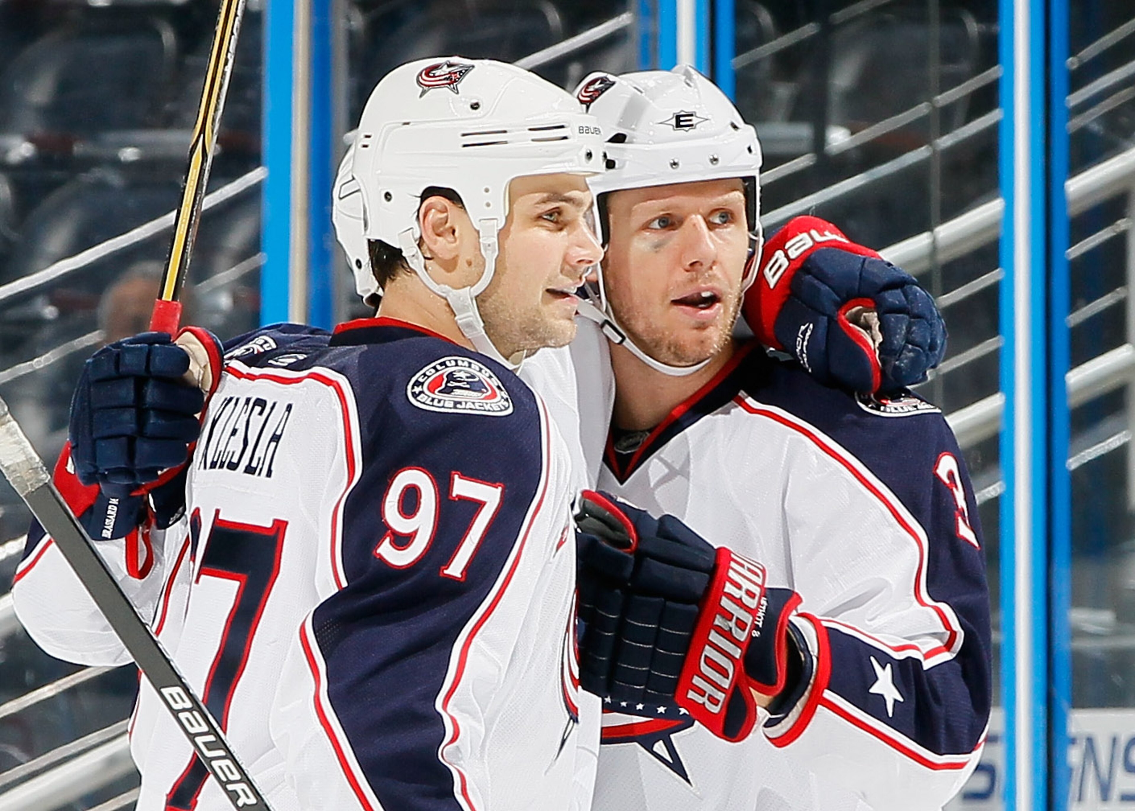 ATLANTA - NOVEMBER 04: Marc Methot #3 of the Columbus Blue Jackets reacts after scoring a goal against the Atlanta Thrashers with Rostislav Klesla #97 at Philips Arena on November 4, 2010 in Atlanta, Georgia. (Photo by Kevin C. Cox/Getty Images) ATLANTA - NOVEMBER 04: Marc Methot #3 of the Columbus Blue Jackets reacts after scoring a goal against the Atlanta Thrashers with Rostislav Klesla #97 at Philips Arena on November 4, 2010 in Atlanta, Georgia. (Photo by Kevin C. Cox/Getty Images)