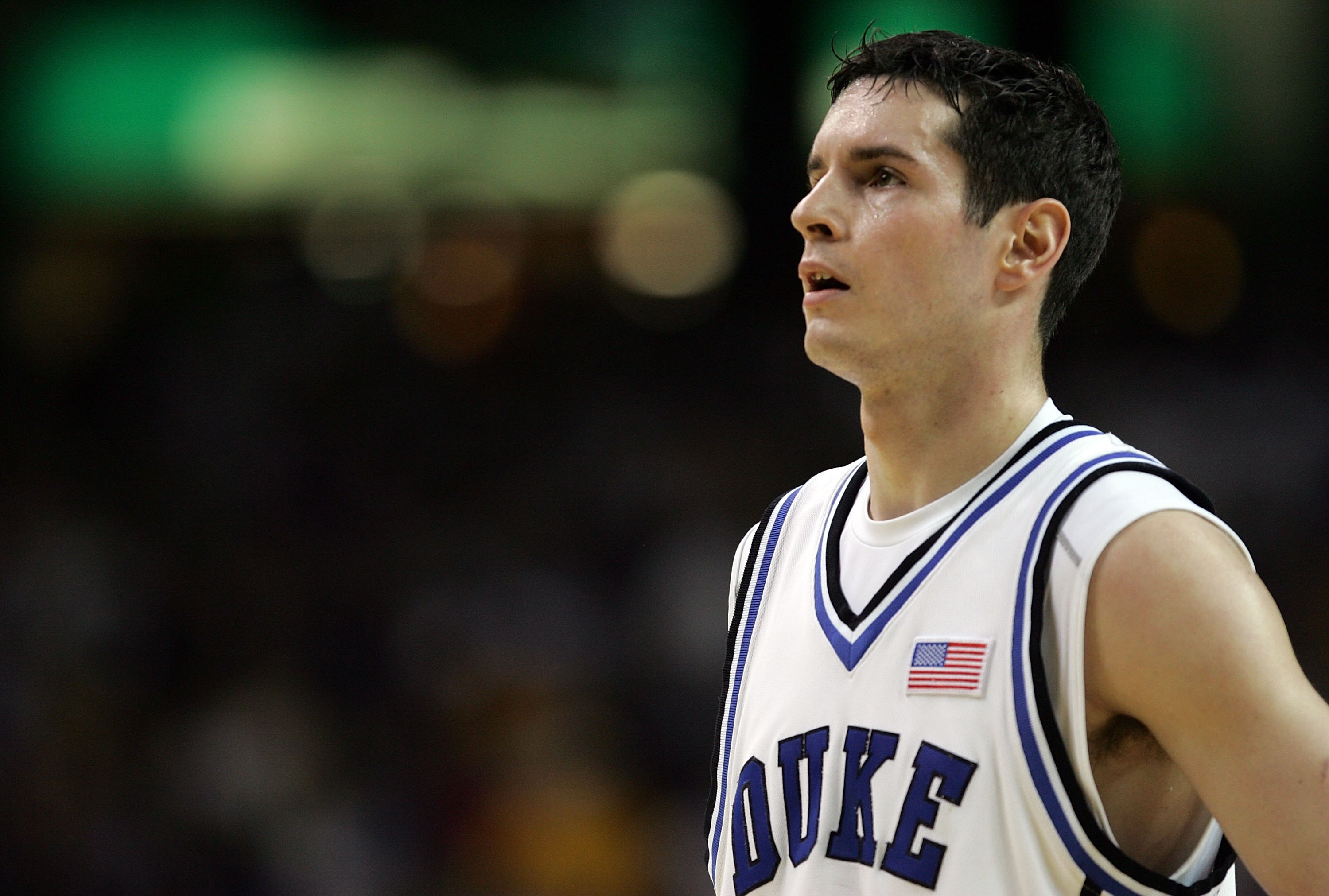 ATLANTA - MARCH 23:  J.J. Redick #4 of the Duke Blue Devils looks down court during third round game of the 2006 NCAA Division I Men's Basketball Tournament Regional against  the LSU Tigers at the Georgia Dome on March 23, 2006 in Atlanta, Georgia.  (Phot