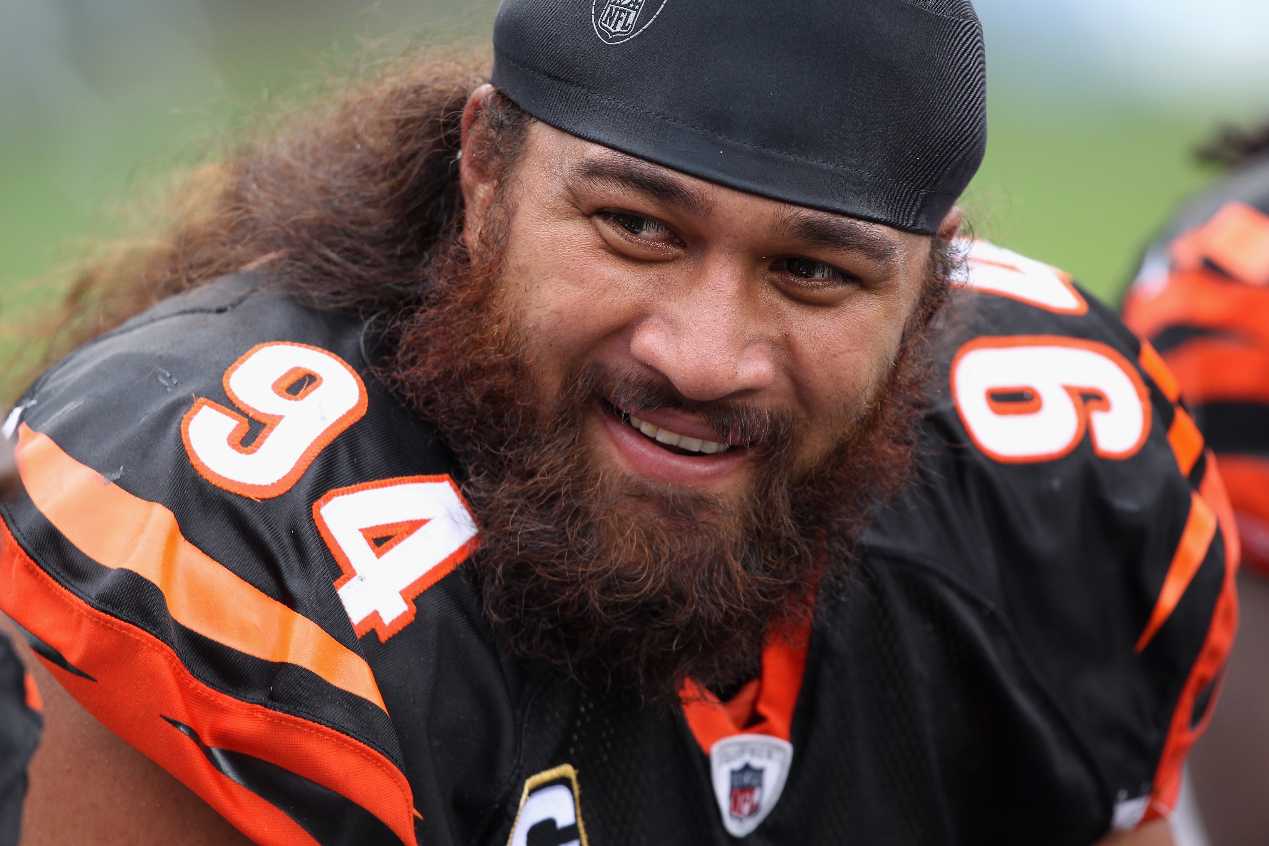CHARLOTTE, NC - SEPTEMBER 26:  Domata Peko #94 of the Cincinnati Bengals against the Carolina Panthers during their game at Bank of America Stadium on September 26, 2010 in Charlotte, North Carolina.  (Photo by Streeter Lecka/Getty Images)