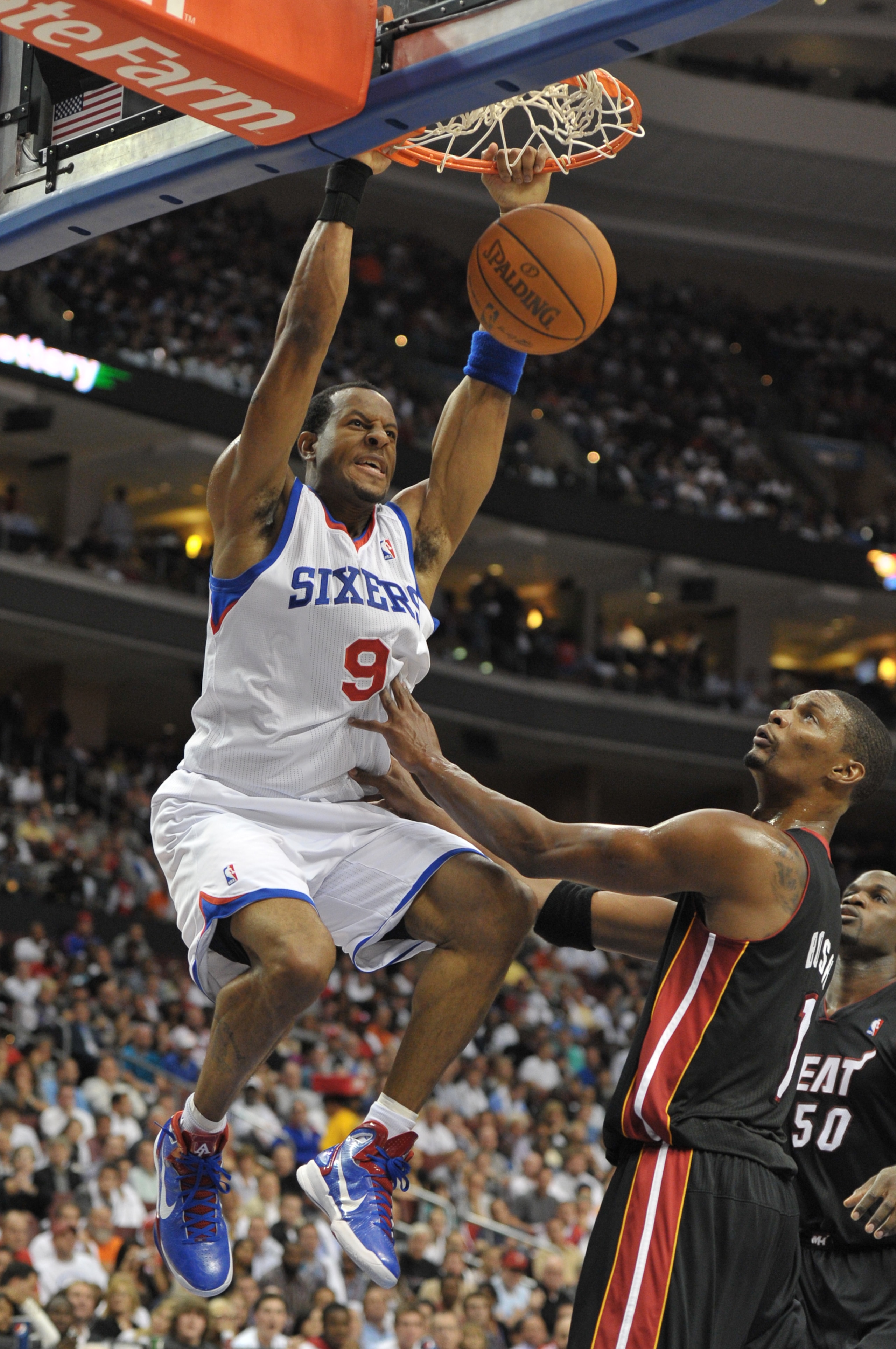 PHILADELPHIA - OCTOBER 27: Andre Iguodala #9 of the Philadelphia 76ers in action during the game against the Miami Heat at the Wells Fargo Center on October 27, 2010 in Philadelphia, Pennsylvania. NOTE TO USER: User expressly acknowledges and agrees that,