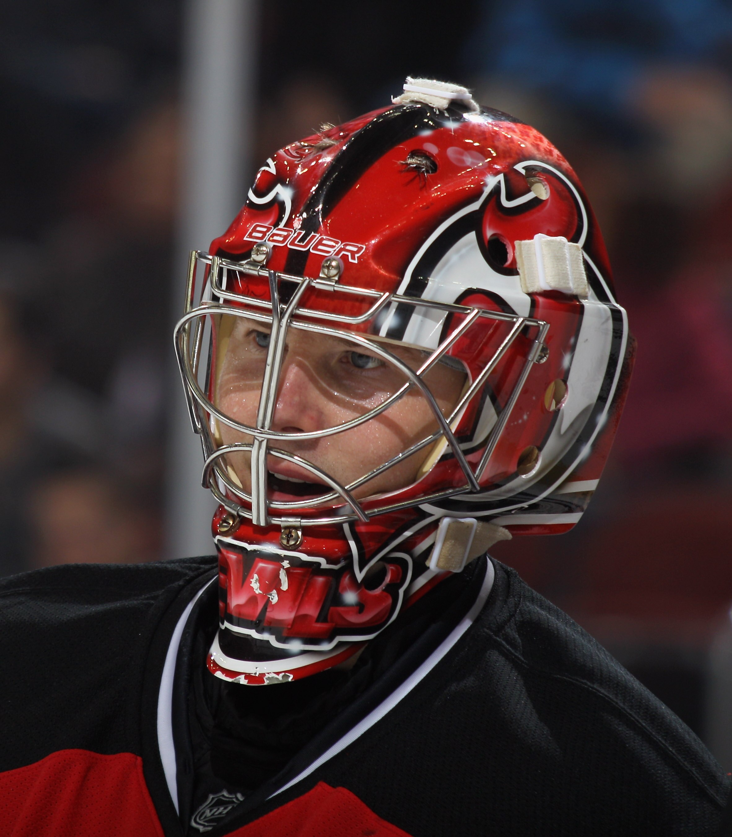 NEWARK, NJ - NOVEMBER 10:  Johan Hedberg #1 of the New Jersey Devils skates against the Buffalo Sabres at the Prudential Center on November 10, 2010 in Newark, New Jersey. The Sabres defeated the DSevils 5-4 in the shootout.  (Photo by Bruce Bennett/Getty