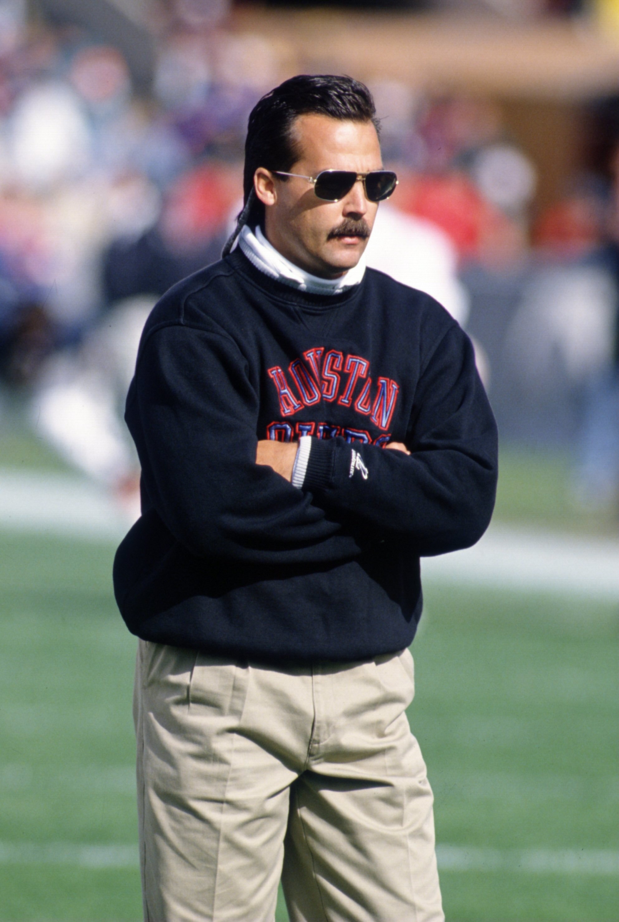 22 OCT 1995:  HOUSTON OILERS HEAD COACH JEFF FISHER ON THE FIELD PRIOR TO THE OILERS 35-32 LOSS TO THE CHICAGO BEARS AT SOLDIER FIELD IN CHICAGO, ILLINOIS. Mandatory Credit: Jonathan Daniel/ALLSPORT