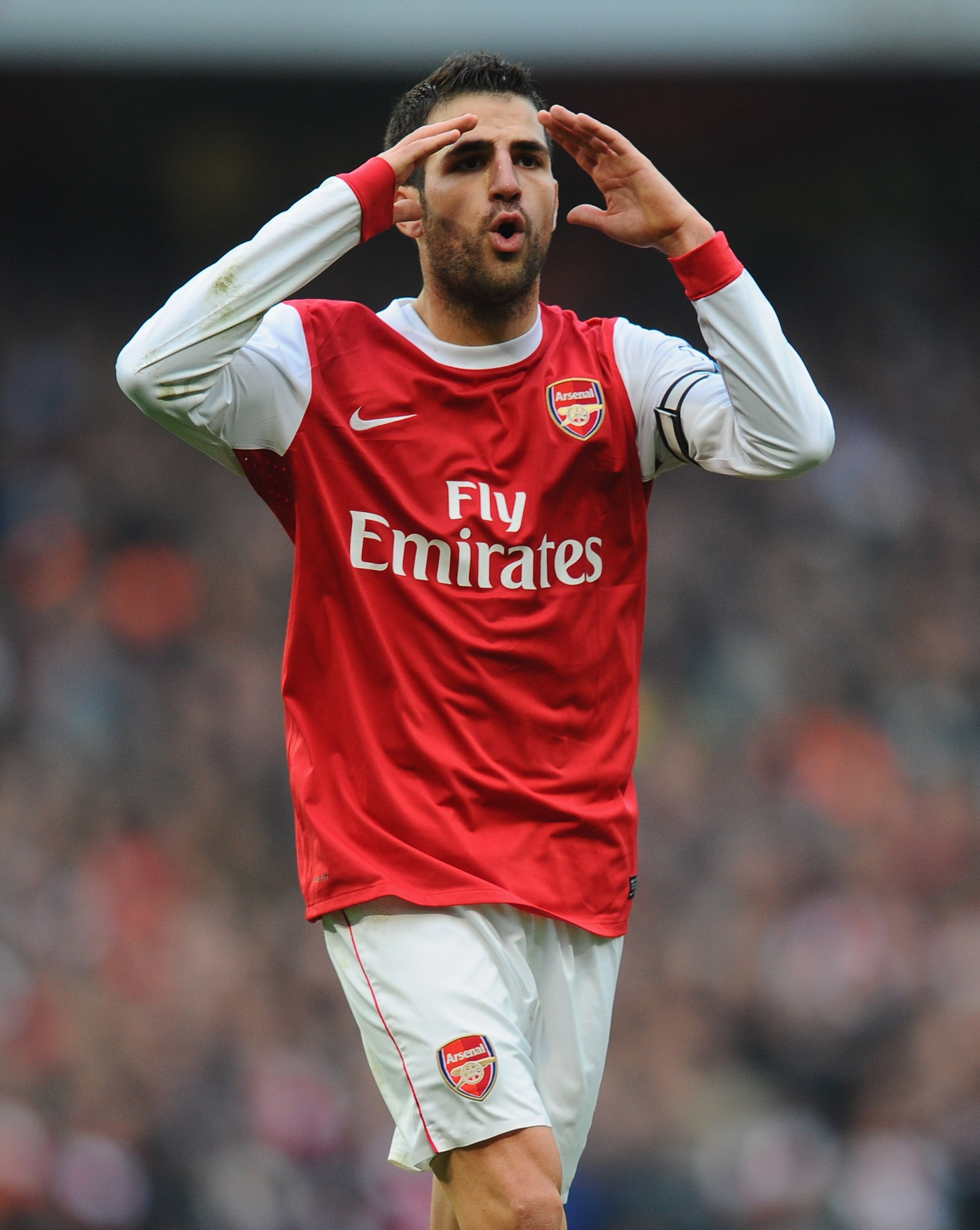 LONDON, ENGLAND - NOVEMBER 20:  Cesc Fabregas of Arsenal reacts after seeing his shot saved by Gomes of Tottenham during the Barclays Premier League match between Arsenal and Tottenham Hotspur at the Emirates Stadium on November 20, 2010 in London, Englan