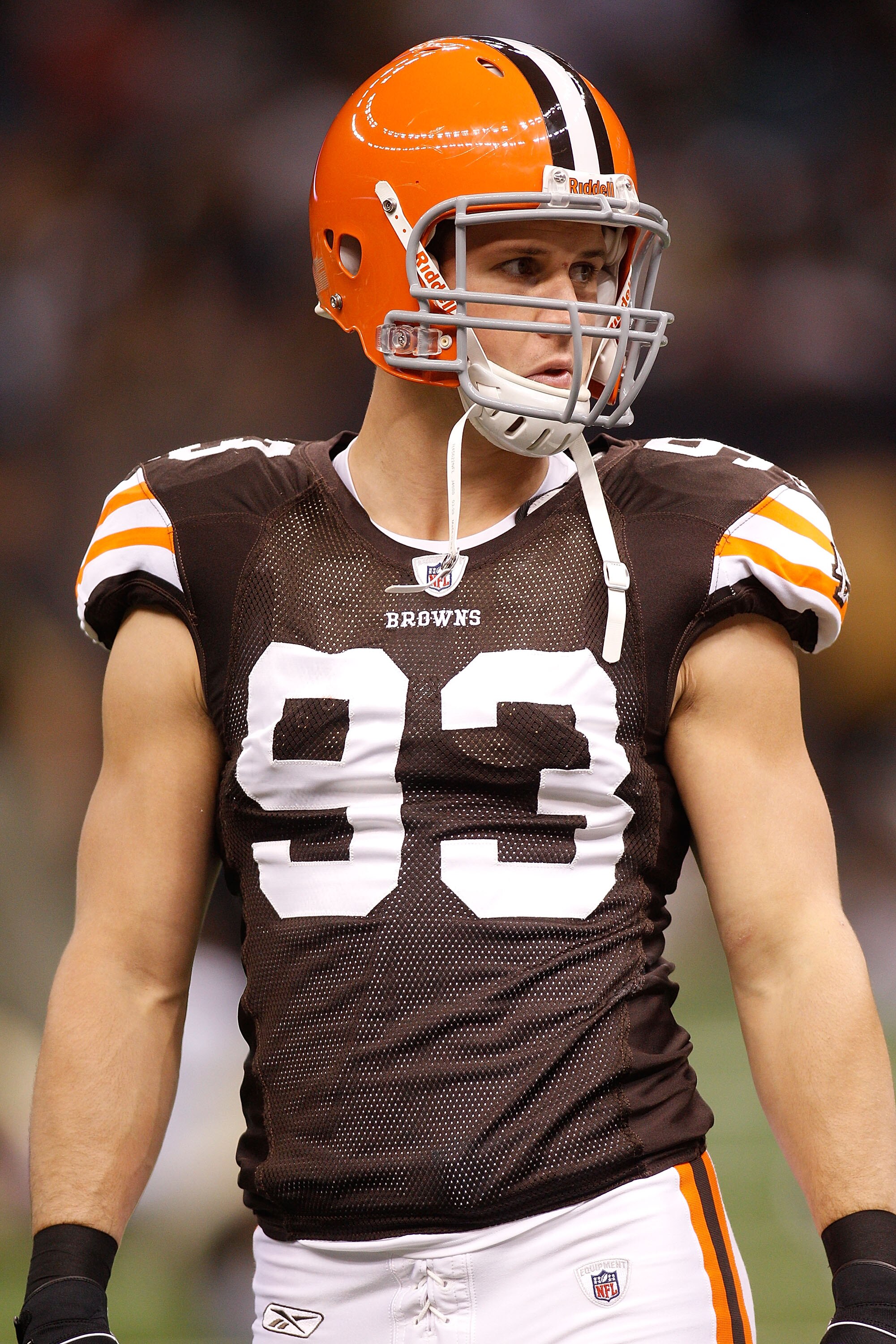 NEW ORLEANS - OCTOBER 24:  Jason Trusnik #93 of the Cleveland Browns in action against the New Orleans Saints at the Louisiana Superdome on October 24, 2010 in New Orleans, Louisiana.  (Photo by Chris Graythen/Getty Images)
