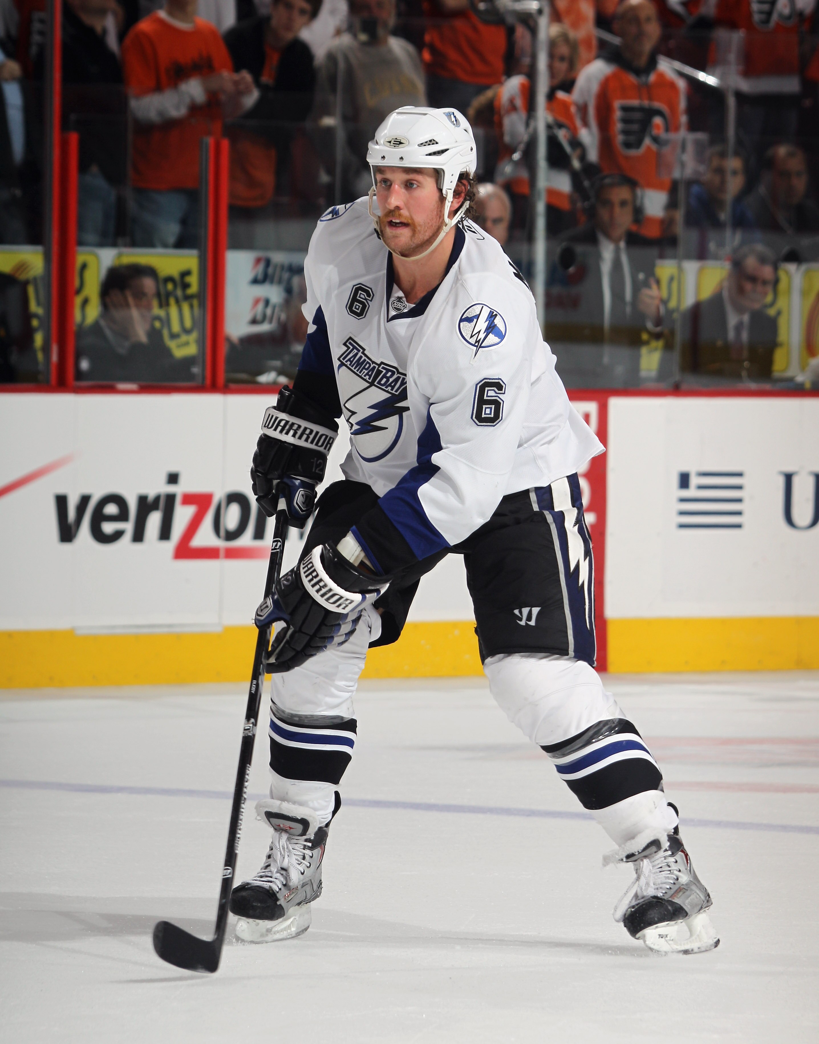 PHILADELPHIA - NOVEMBER 18: Ryan Malone #6 of the Tampa Bay Lightning skates against the Philadelphia Flyers at the Wells Fargo Center on November 18, 2010 in Philadelphia, Pennsylvania. The Lightning defeated the Flyers 8-7.  (Photo by Bruce Bennett/Gett