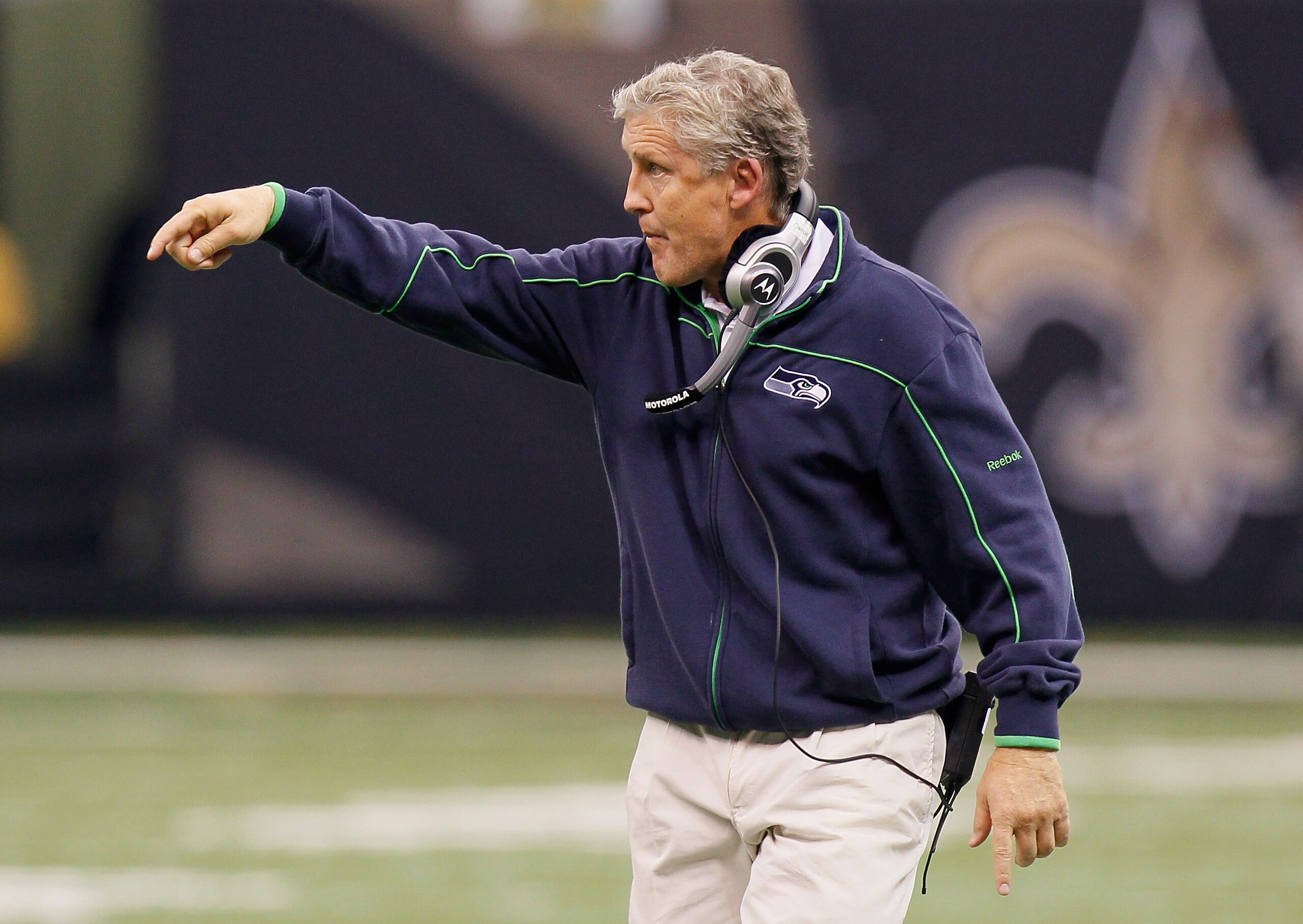 NEW ORLEANS - NOVEMBER 21: Head coach Pete Carroll of the Seattle Seahawks points to his offense during the game against the New Orleans Saints at Louisiana Superdome on November 21, 2010 in New Orleans, Louisiana. (Photo by Kevin C. Cox/Getty Images) NEW ORLEANS - NOVEMBER 21: Head coach Pete Carroll of the Seattle Seahawks points to his offense during the game against the New Orleans Saints at Louisiana Superdome on November 21, 2010 in New Orleans, Louisiana. (Photo by Kevin C. Cox/Getty Images)