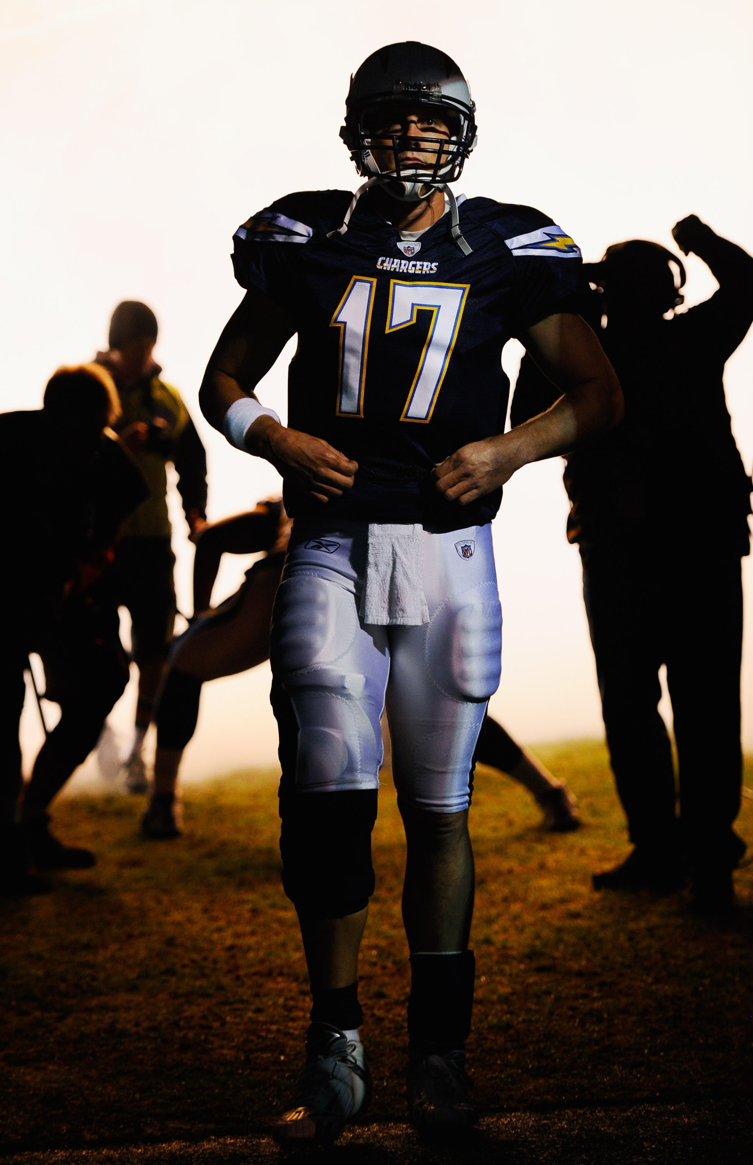 SAN DIEGO - NOVEMBER 22:  Quarterback Philip Rivers #17 of the San Diego Chargers waits to be introduced prior to the start of the NFL football game against Denver Broncos at Qualcomm Stadium on November 22, 2010 in San Diego, California.  (Photo by Kevor