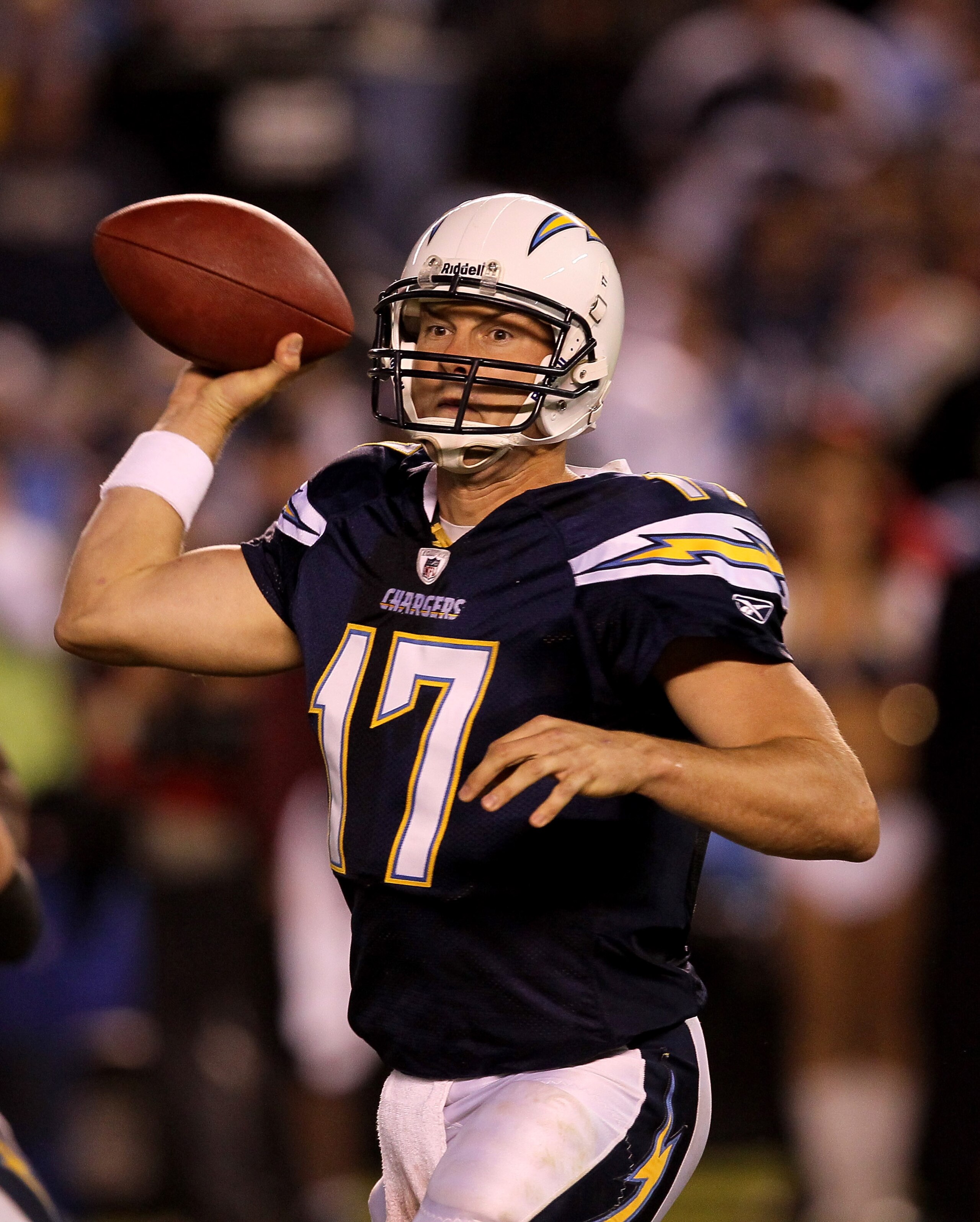 SAN DIEGO - NOVEMBER 22:  Quarterback Philip Rivers #17 of the San Diego Chargers throws a pass against the Denver Broncos at Qualcomm Stadium on November 22, 2010 in San Diego, California. The Chargers won 35-14.  (Photo by Stephen Dunn/Getty Images)