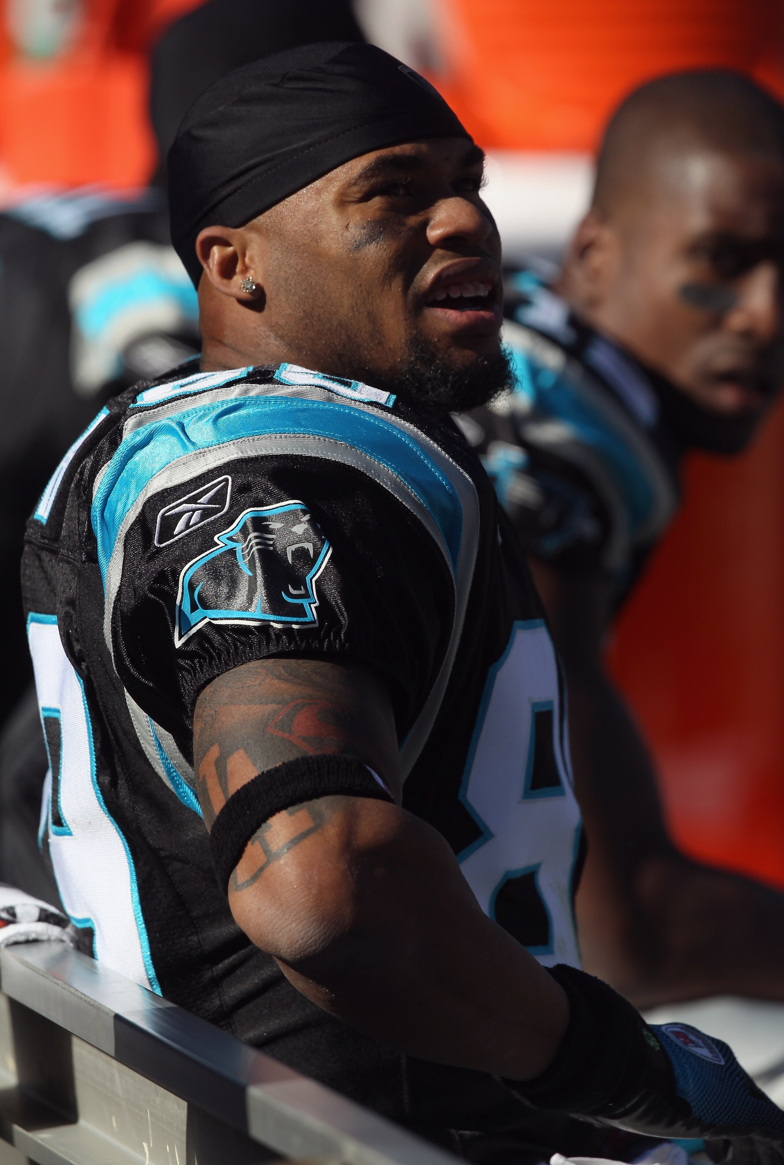 CHARLOTTE, NC - NOVEMBER 07:  Steve Smith #89 of the Carolina Panthers sits on the bench against the New Orleans Saints during their game at Bank of America Stadium on November 7, 2010 in Charlotte, North Carolina.  (Photo by Streeter Lecka/Getty Images)