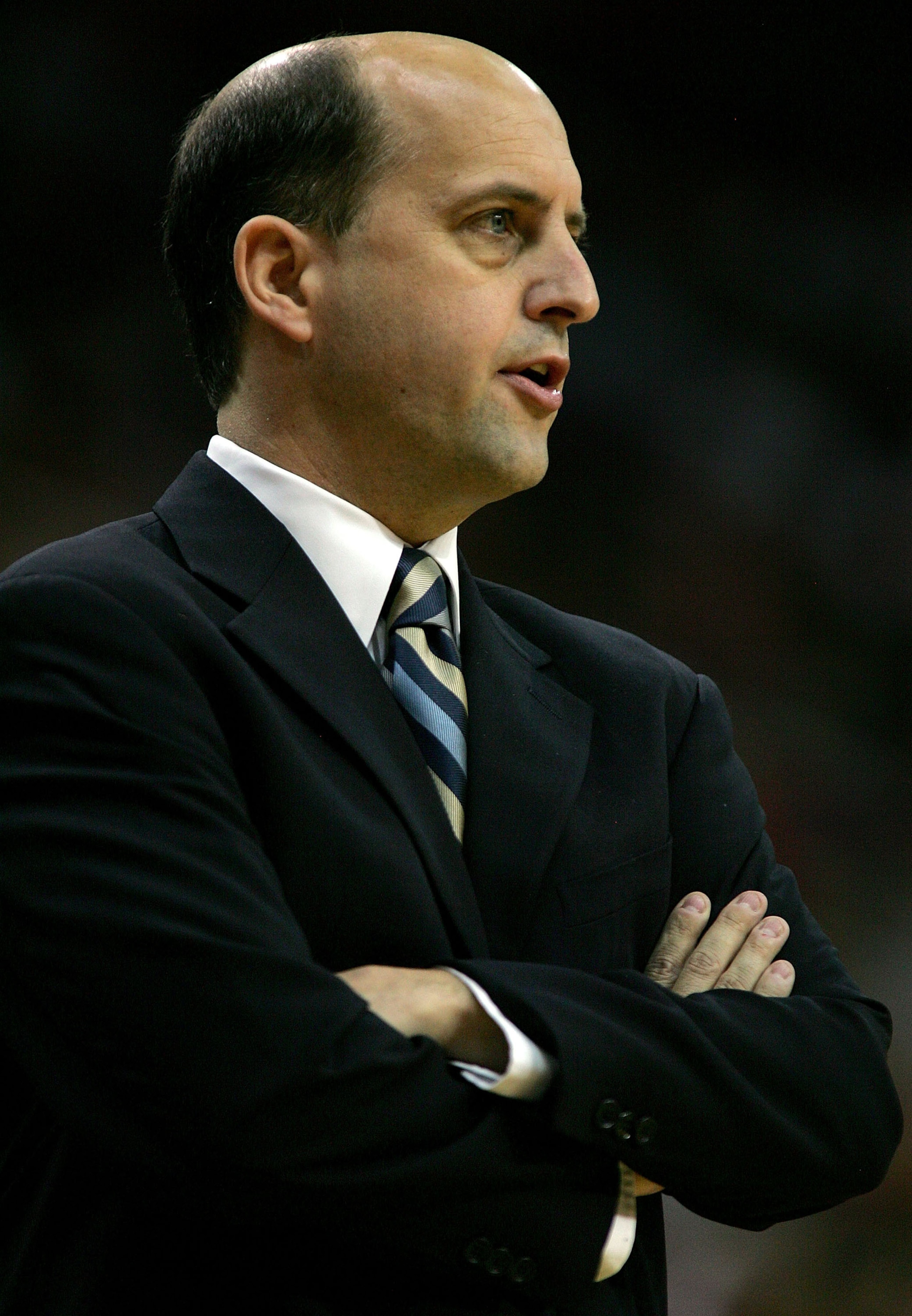 HOUSTON - APRIL 21: Coach Jeff Van Gundy of the Houston Rockets on the sidelines as his teams plays the Utah Jazz in Game One of the Western Conference Quarterfinals during the 2007 NBA Playoffs at the Toyota Center April 21, 2007 in Houston, Texas. NOTE HOUSTON - APRIL 21: Coach Jeff Van Gundy of the Houston Rockets on the sidelines as his teams plays the Utah Jazz in Game One of the Western Conference Quarterfinals during the 2007 NBA Playoffs at the Toyota Center April 21, 2007 in Houston, Texas. NOTE