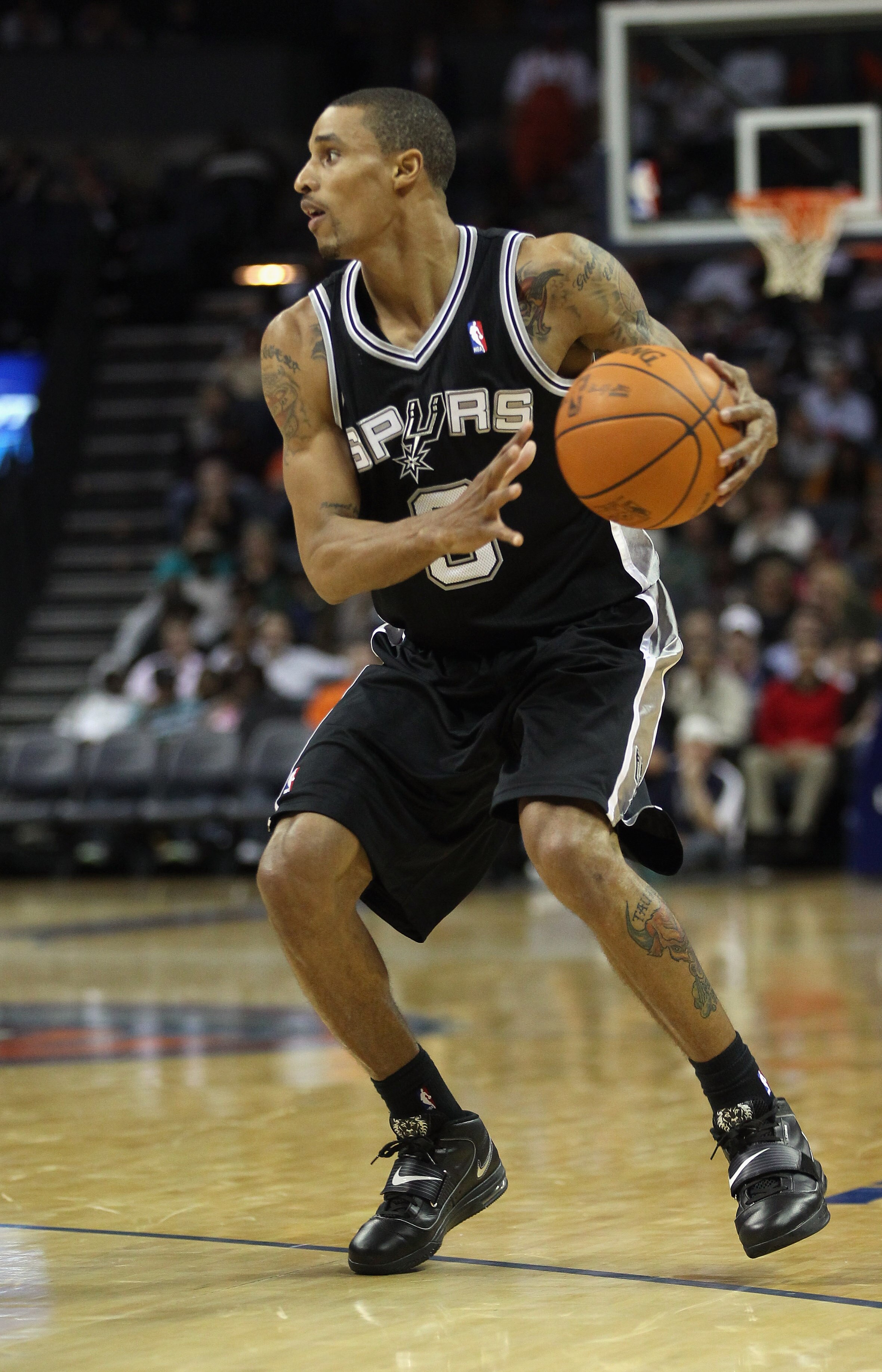 CHARLOTTE, NC - NOVEMBER 08:  George Hill #3 of the San Antonio Spurs against the Charlotte Bobcats during their game at Time Warner Cable Arena on November 8, 2010 in Charlotte, North Carolina.  NOTE TO USER: User expressly acknowledges and agrees that,