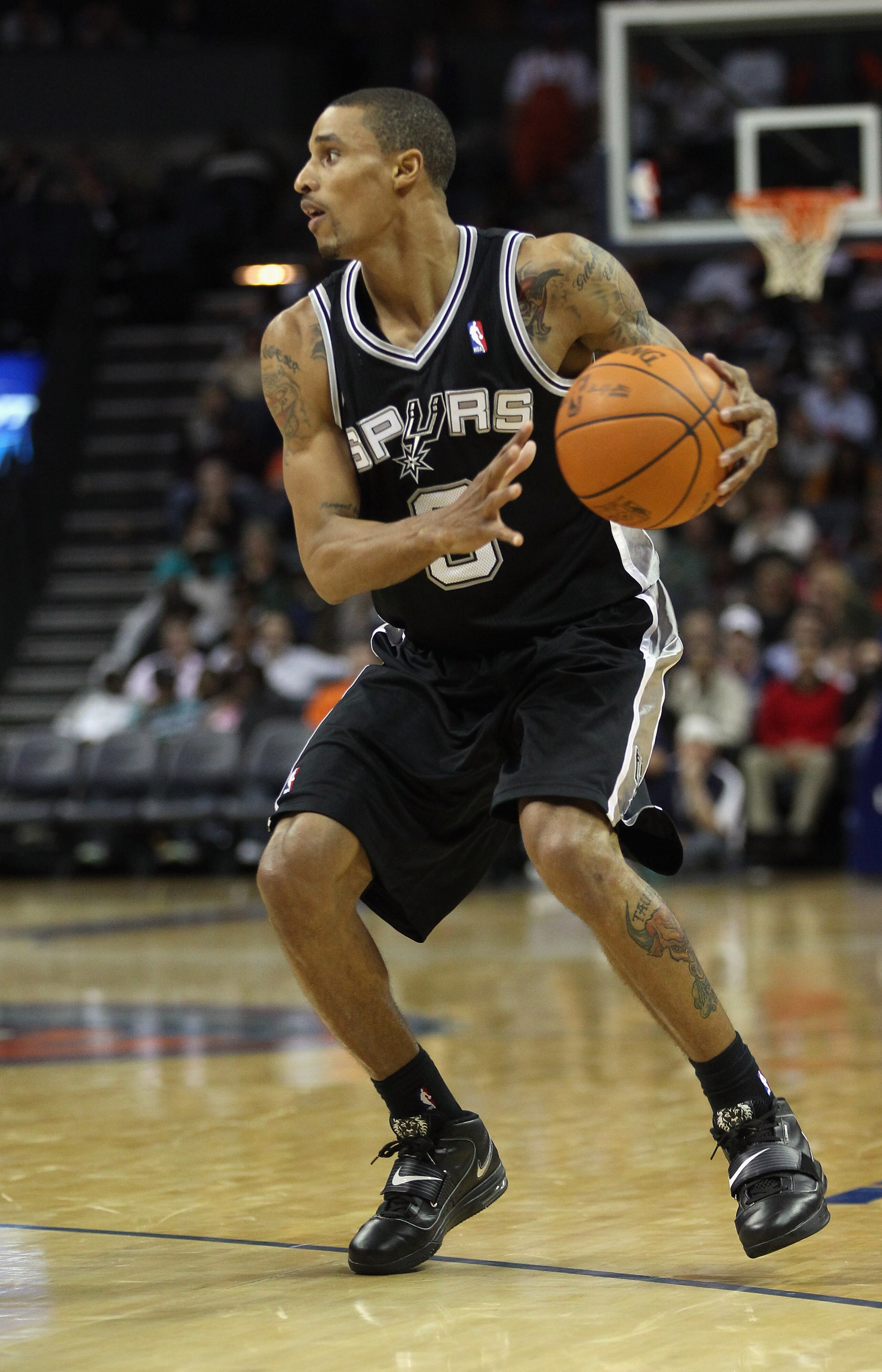 CHARLOTTE, NC - NOVEMBER 08:  George Hill #3 of the San Antonio Spurs against the Charlotte Bobcats during their game at Time Warner Cable Arena on November 8, 2010 in Charlotte, North Carolina.  NOTE TO USER: User expressly acknowledges and agrees that,