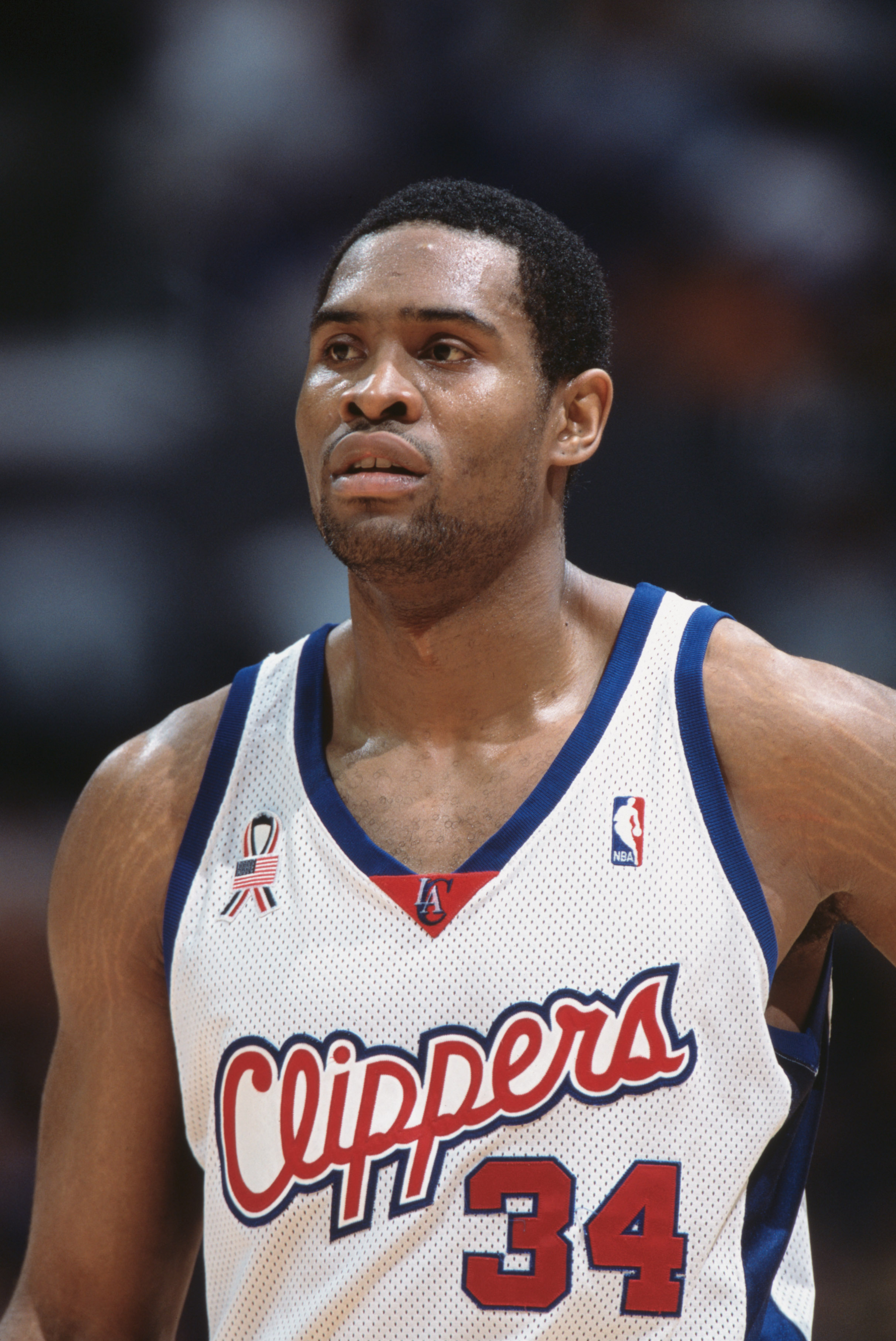 4 Dec 2001:  Portrait of center Michael Olowokandi #34 of the Los Angeles Clippers during the NBA game against the Miami Heat at the Staples Center in Los Angeles, California. The Clippers defeated the Heat 87-83.  NOTE TO USER:  User expressly acknowledg