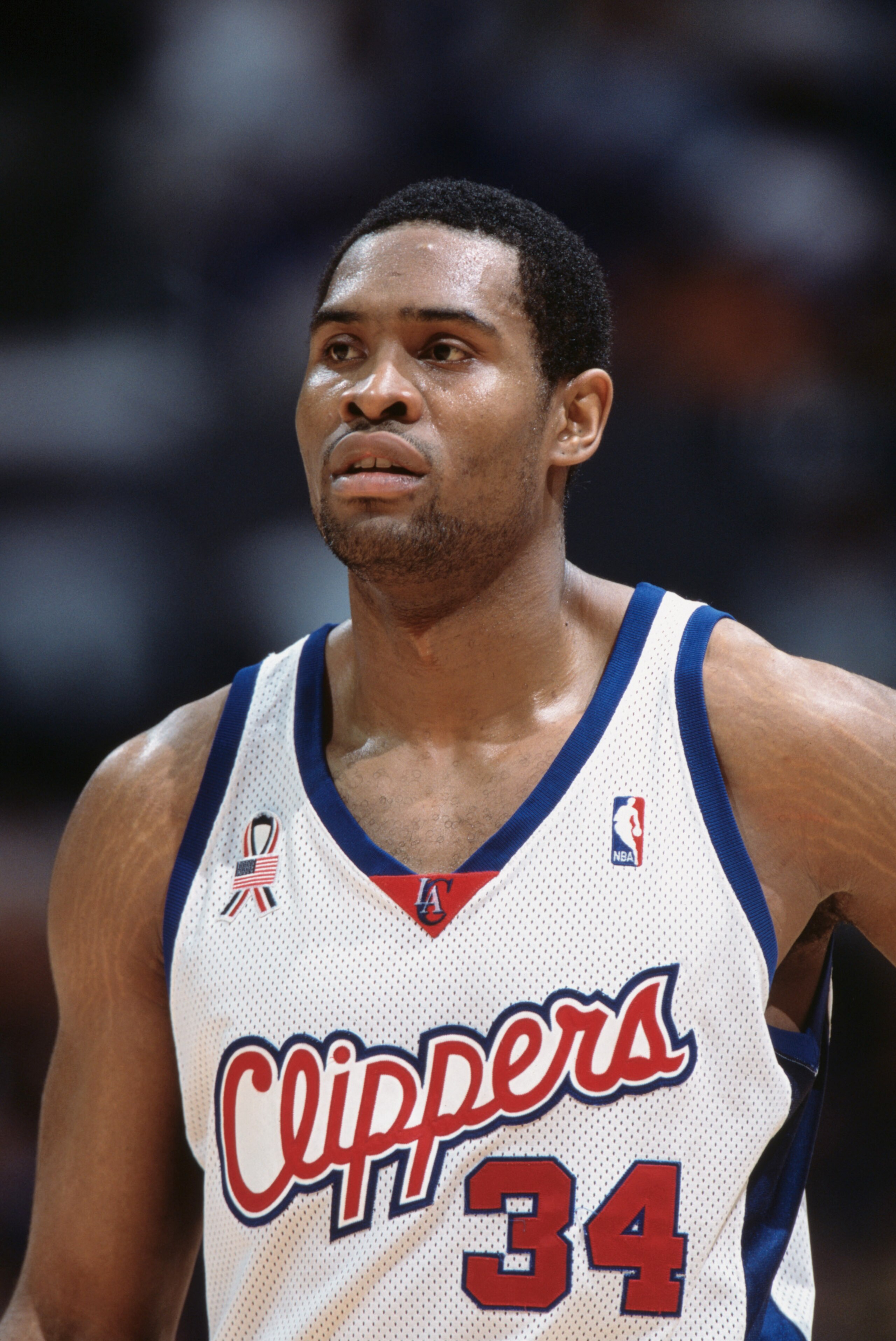 4 Dec 2001:  Portrait of center Michael Olowokandi #34 of the Los Angeles Clippers during the NBA game against the Miami Heat at the Staples Center in Los Angeles, California. The Clippers defeated the Heat 87-83.  NOTE TO USER:  User expressly acknowledg