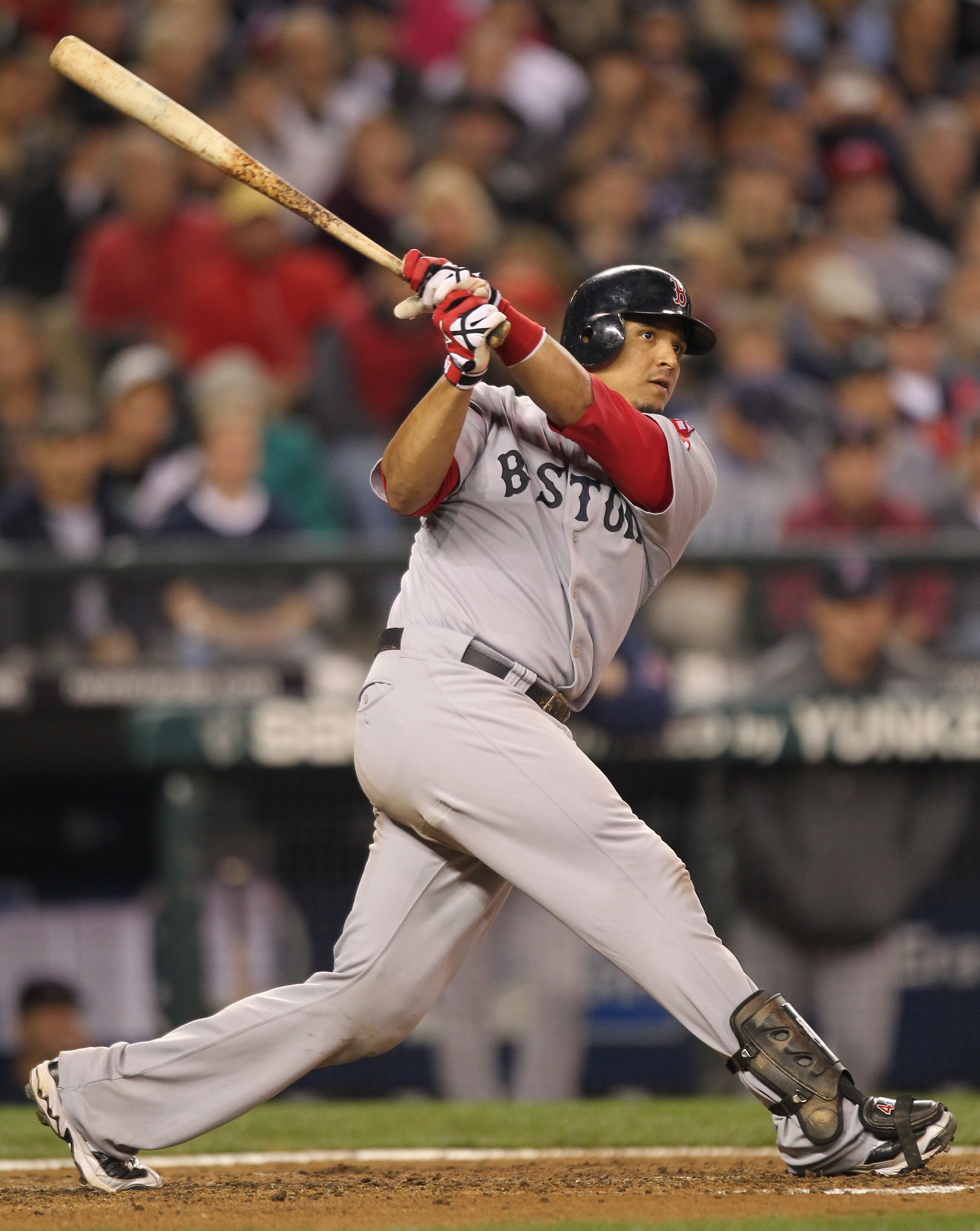 SEATTLE - SEPTEMBER 13:  Victor Martinez #41 of the Boston Red Sox bats against the Seattle Mariners at Safeco Field on September 13, 2010 in Seattle, Washington. (Photo by Otto Greule Jr/Getty Images)