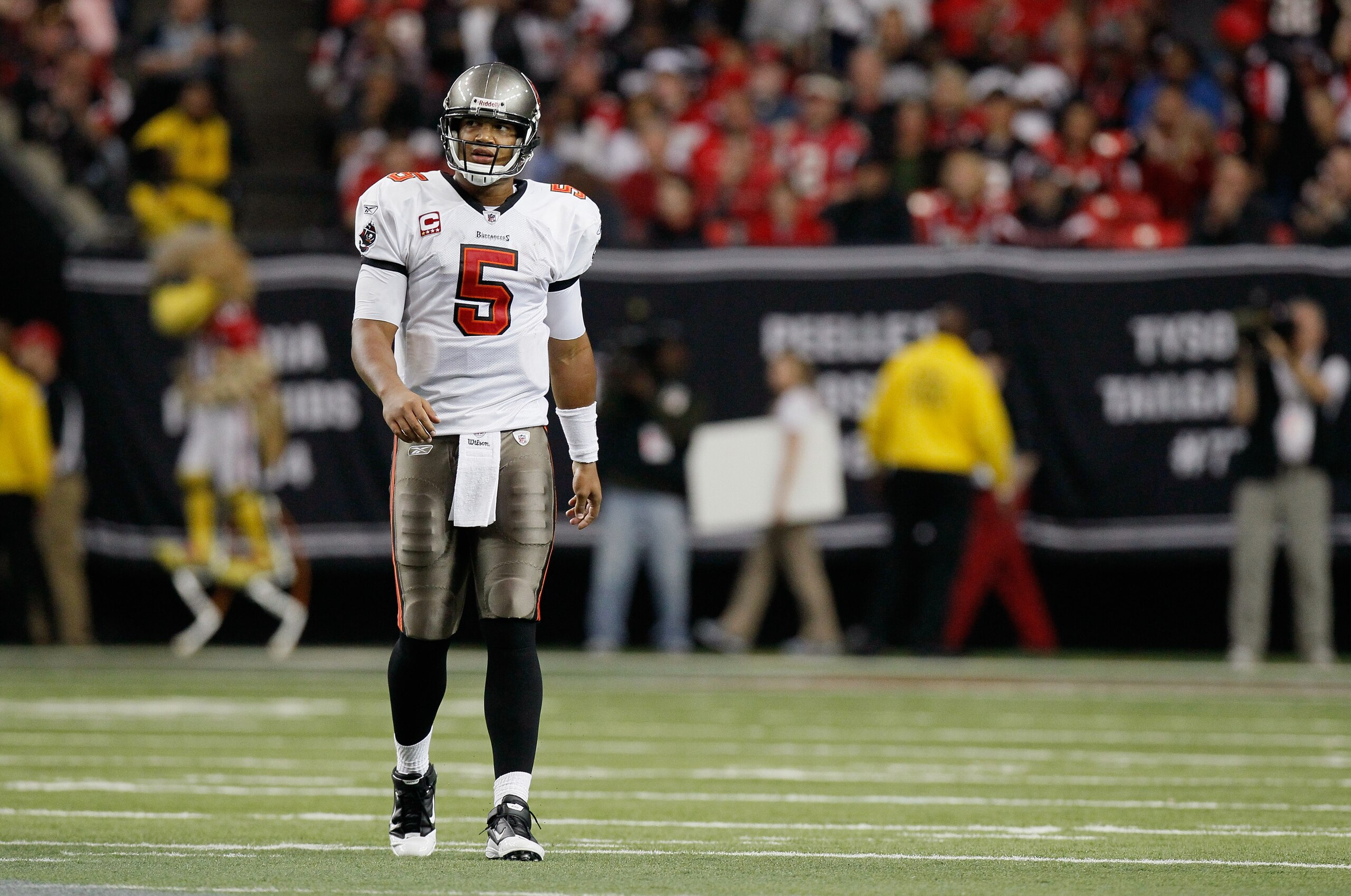 ATLANTA - NOVEMBER 07: Quarterback Josh Freeman #5 of the Tampa Bay Buccaneers against the Atlanta Falcons at Georgia Dome on November 7, 2010 in Atlanta, Georgia. (Photo by Kevin C. Cox/Getty Images) ATLANTA - NOVEMBER 07: Quarterback Josh Freeman #5 of the Tampa Bay Buccaneers against the Atlanta Falcons at Georgia Dome on November 7, 2010 in Atlanta, Georgia. (Photo by Kevin C. Cox/Getty Images)