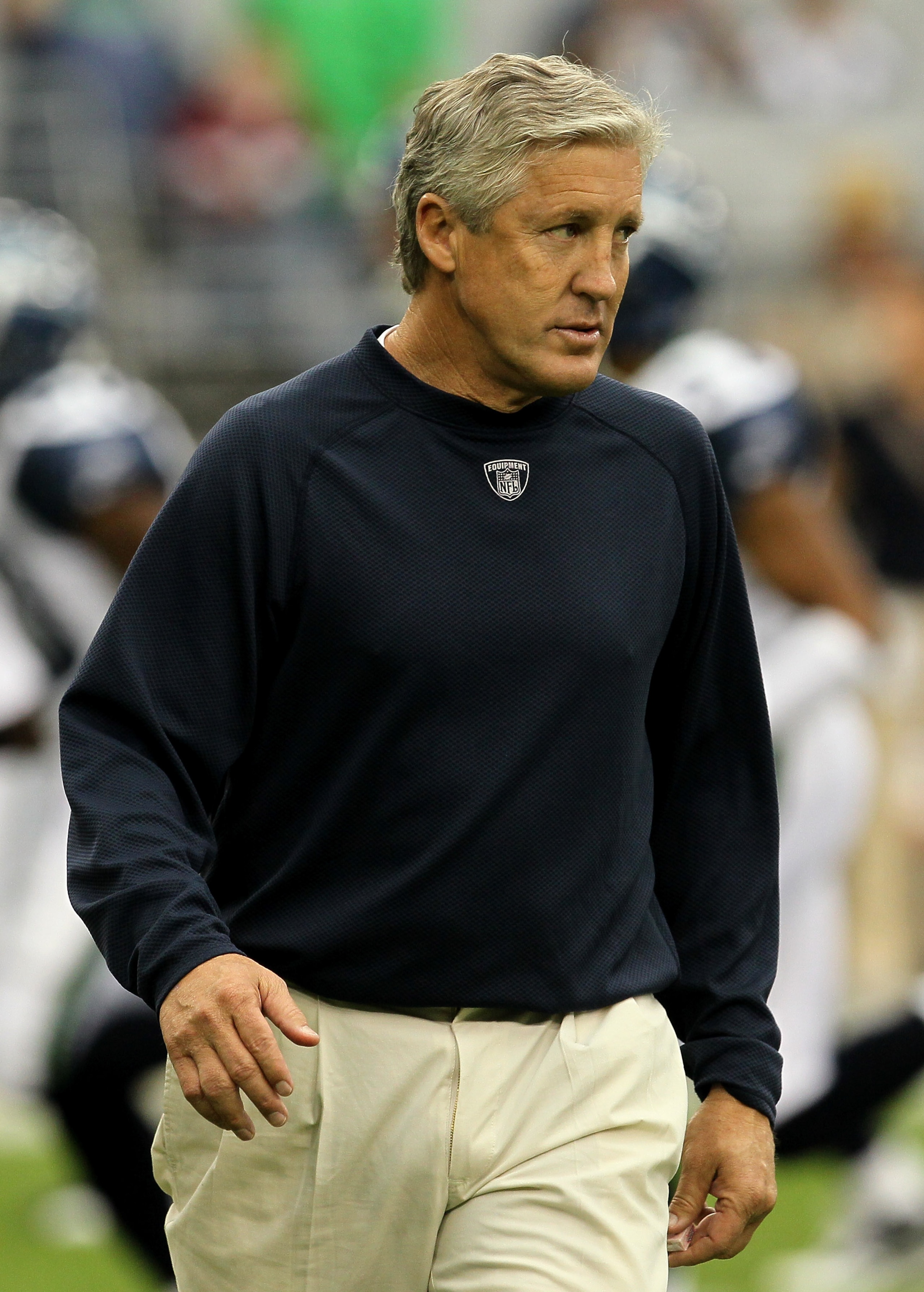 GLENDALE, AZ - NOVEMBER 14: Head coach Pete Carroll of the Seattle Seahawks watches warmups for the game with the Arizona Cardinals at University of Phoenix Stadium on November 14, 2010 in Glendale, Arizona. (Photo by Stephen Dunn/Getty Images) GLENDALE, AZ - NOVEMBER 14: Head coach Pete Carroll of the Seattle Seahawks watches warmups for the game with the Arizona Cardinals at University of Phoenix Stadium on November 14, 2010 in Glendale, Arizona. (Photo by Stephen Dunn/Getty Images)