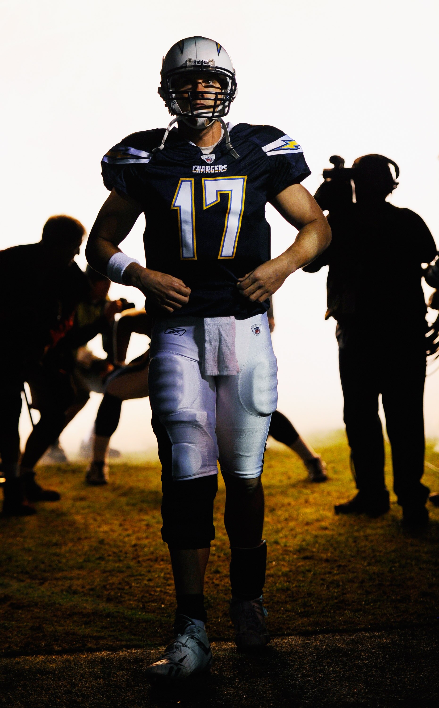SAN DIEGO - NOVEMBER 22:  Quarterback Philip Rivers #17 of the San Diego Chargers waits to be introduced prior to the start of the NFL football game against Denver Broncos at Qualcomm Stadium on November 22, 2010 in San Diego, California.  (Photo by Kevor