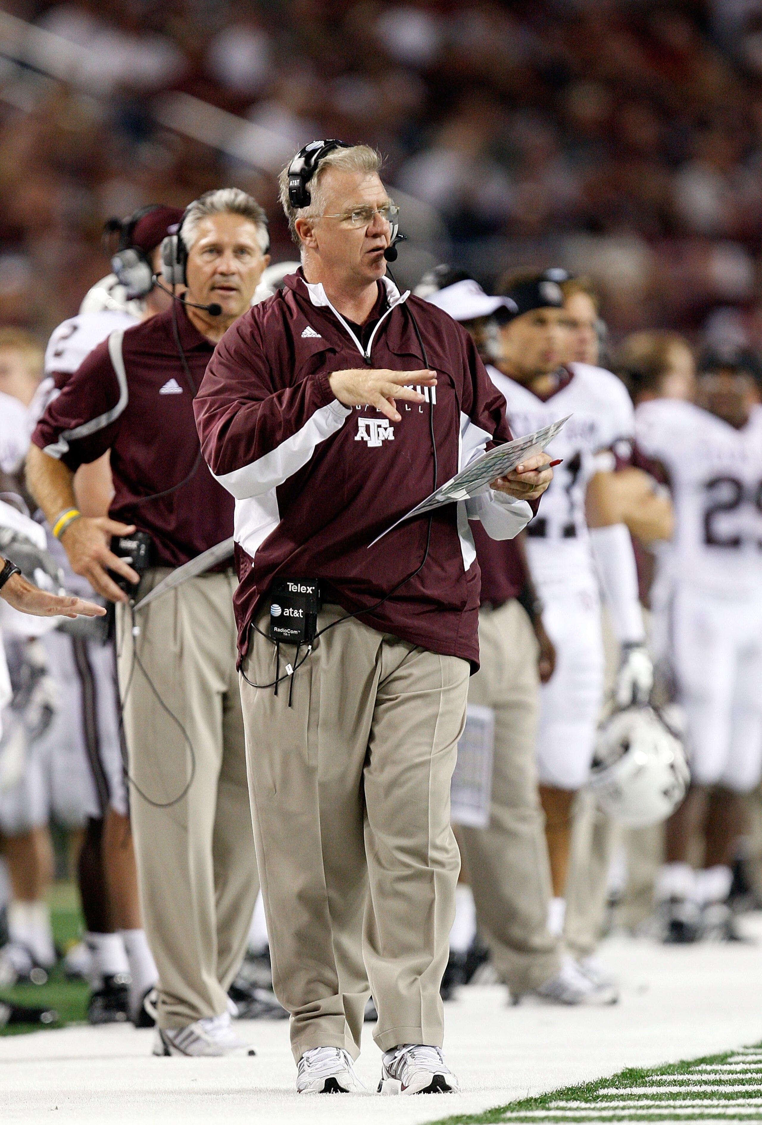 ARLINGTON, TX - OCTOBER 03:  Head coach Mike Sherman of the Texas A&M Aggies at Cowboys Stadium on October 3, 2009 in Arlington, Texas.  (Photo by Ronald Martinez/Getty Images)