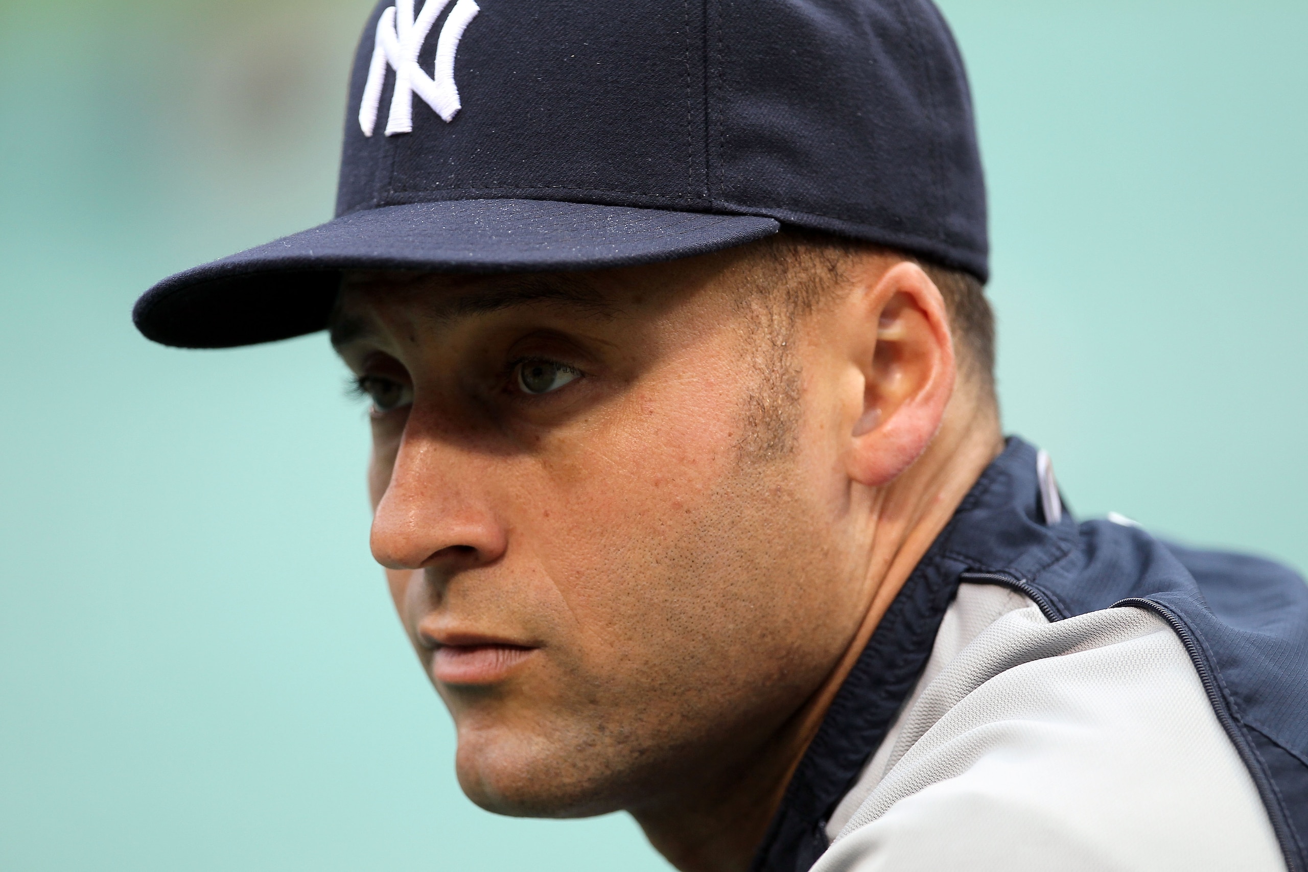 ARLINGTON, TX - OCTOBER 22: Derek Jeter #2 of the New York Yankees looks on during batting practice against the Texas Rangers in Game Six of the ALCS during the 2010 MLB Playoffs at Rangers Ballpark in Arlington on October 22, 2010 in Arlington, Texas. ARLINGTON, TX - OCTOBER 22: Derek Jeter #2 of the New York Yankees looks on during batting practice against the Texas Rangers in Game Six of the ALCS during the 2010 MLB Playoffs at Rangers Ballpark in Arlington on October 22, 2010 in Arlington, Texas.