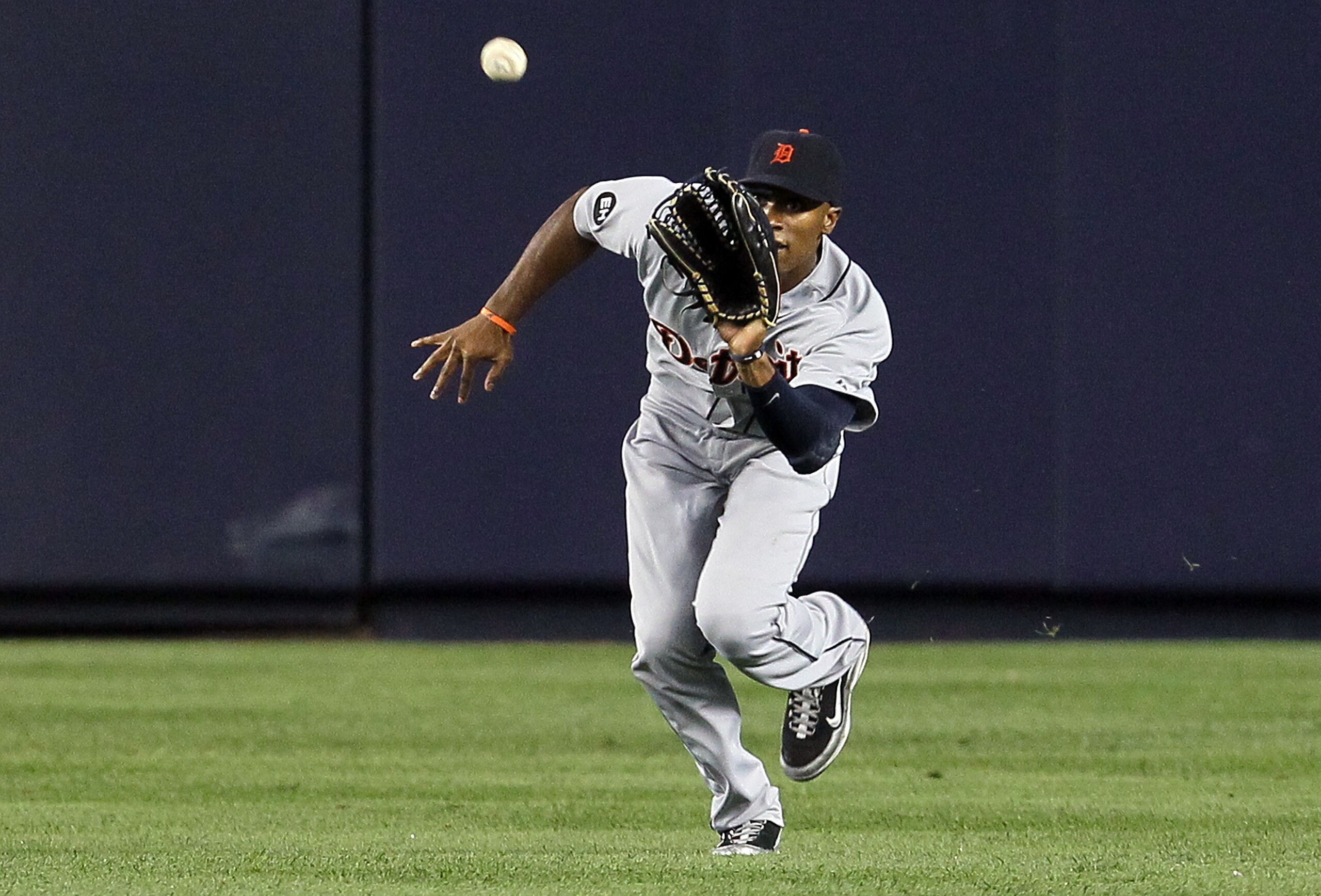 NEW YORK - AUGUST 16: Austin Jackson #14 of the Detroit Tigers makes a catch for an out against the New York Yankees on August 16, 2010 at Yankee Stadium in the Bronx borough of New York City. (Photo by Jim McIsaac/Getty Images) NEW YORK - AUGUST 16: Austin Jackson #14 of the Detroit Tigers makes a catch for an out against the New York Yankees on August 16, 2010 at Yankee Stadium in the Bronx borough of New York City. (Photo by Jim McIsaac/Getty Images)