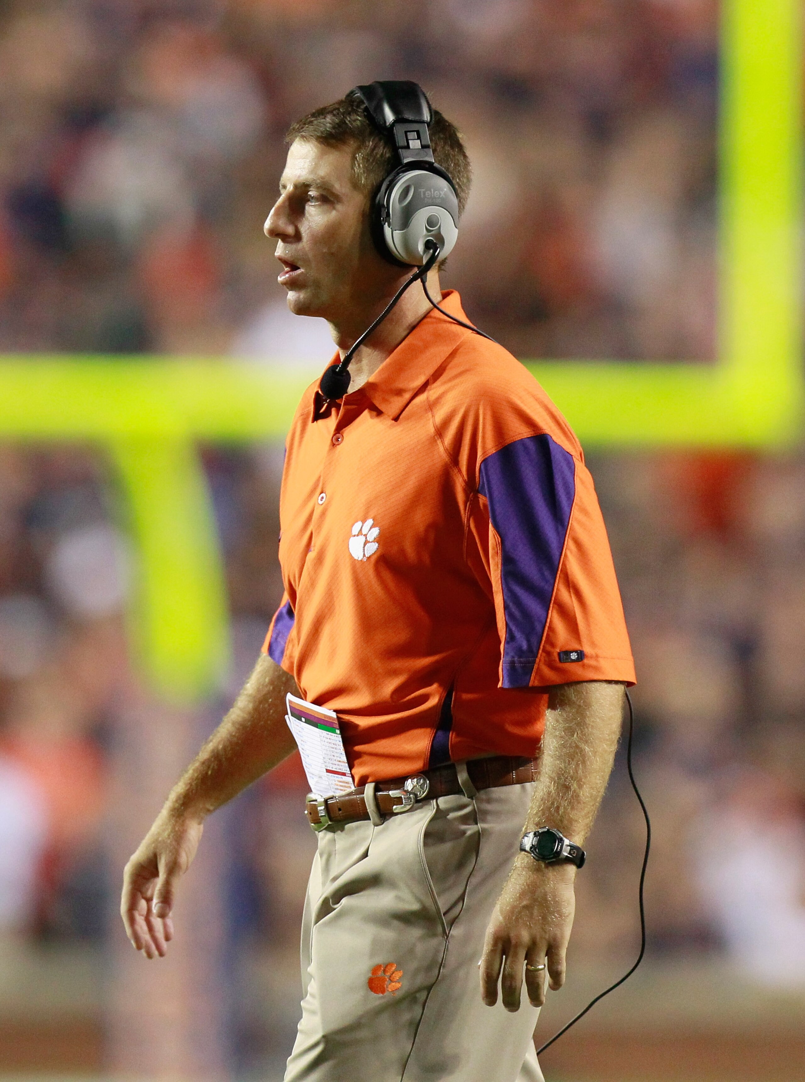 AUBURN, AL - SEPTEMBER 18:  Head coach Dabo Swinney of the Clemson Tigers against the Auburn Tigers at Jordan-Hare Stadium on September 18, 2010 in Auburn, Alabama.  (Photo by Kevin C. Cox/Getty Images)