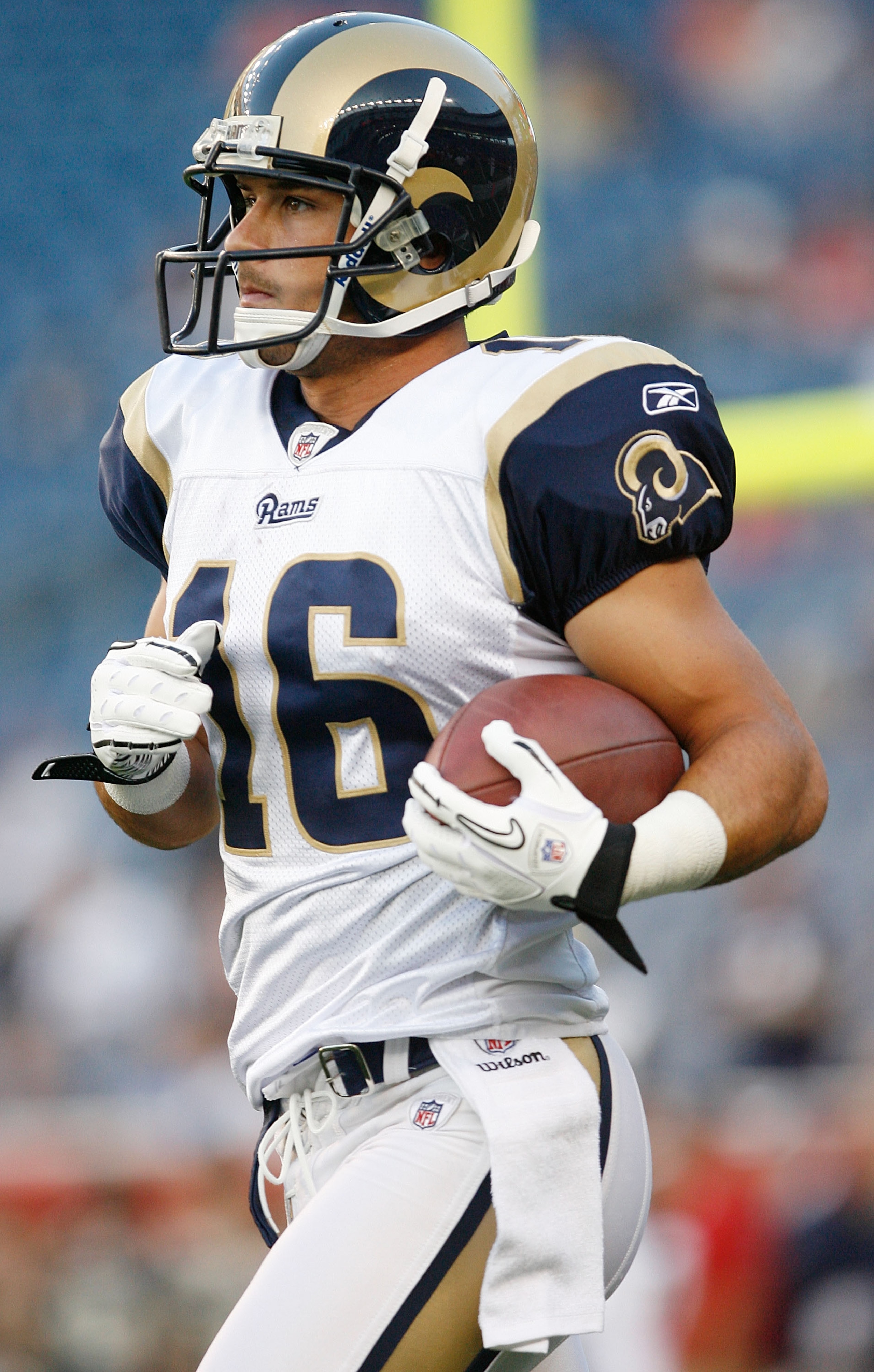 FOXBORO, MA - AUGUST 26: Danny Amendola #16 of the St. Louis Rams runs through a drill during warmups before the game against the New England Patriots on August 26, 2010 at Gillette Stadium in Foxboro, Massachusetts. (Photo by Elsa/Getty Images) FOXBORO, MA - AUGUST 26: Danny Amendola #16 of the St. Louis Rams runs through a drill during warmups before the game against the New England Patriots on August 26, 2010 at Gillette Stadium in Foxboro, Massachusetts. (Photo by Elsa/Getty Images)