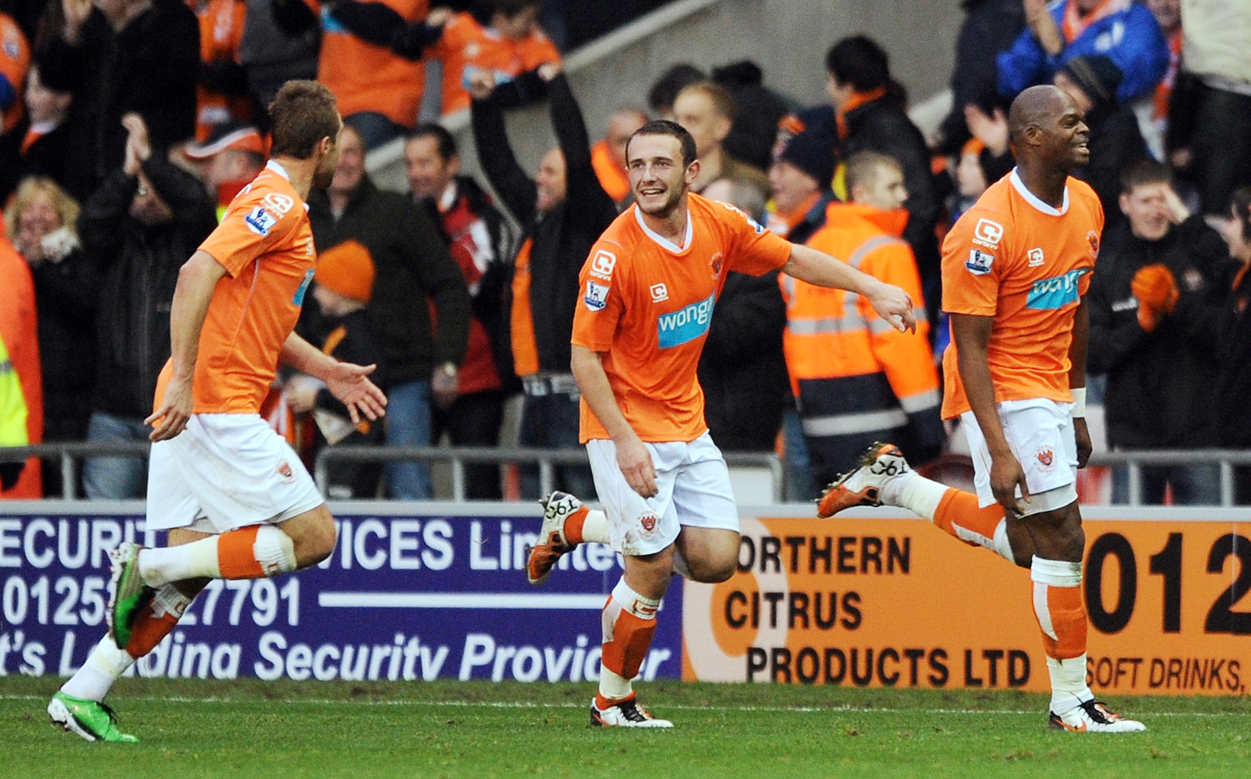 BLACKPOOL, ENGLAND - NOVEMBER 20:  Marlon Harewood of Blackpool celebrates scoring his side's second goal during the Barclays Premier League match between Blackpool and Wolverhampton Wanderers at Bloomfield Road on November 20, 2010 in Blackpool, England.
