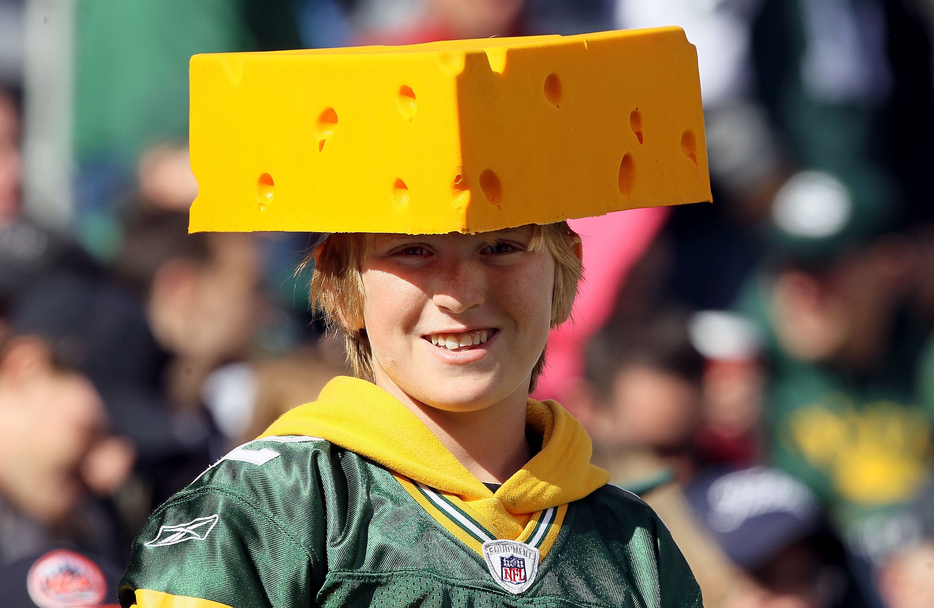 EAST RUTHERFORD, NJ - OCTOBER 31:  A fan of the Green Bay Packers looks on as his team plays the New York Jets on October 31, 2010 at the New Meadowlands Stadium in East Rutherford, New Jersey. The Packers defeated the Jets 9-0.  (Photo by Jim McIsaac/Get