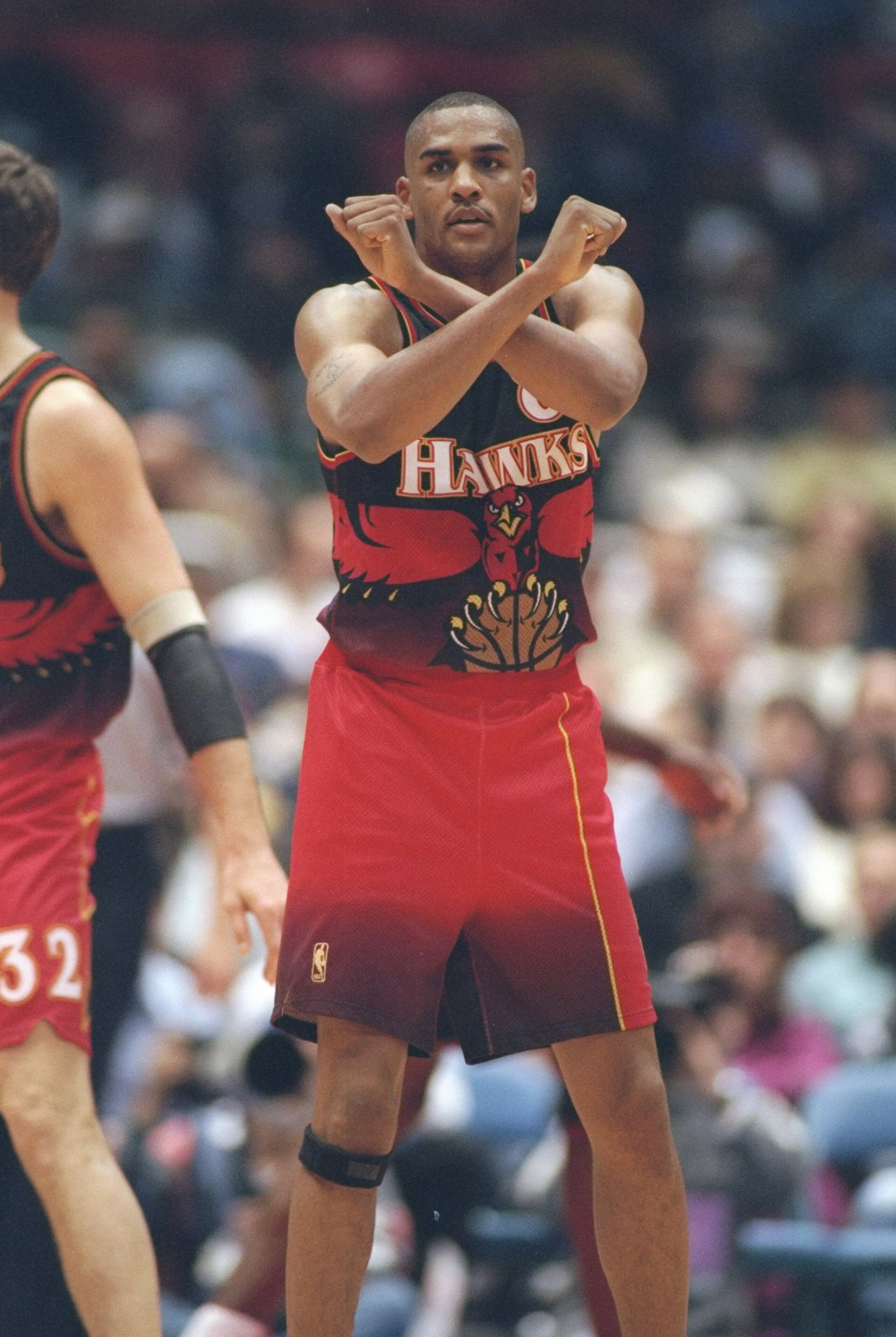 3 Jan 1997: Guard Steve Smith of the Atlanta Hawks gives signals during a game against the New Jersey Nets at the Continential Airlines Arena in East Rutherford, New Jersey. The Hawks won the game 95-85. Mandatory Credit: Al Bello /Allsport 3 Jan 1997: Guard Steve Smith of the Atlanta Hawks gives signals during a game against the New Jersey Nets at the Continential Airlines Arena in East Rutherford, New Jersey. The Hawks won the game 95-85. Mandatory Credit: Al Bello /Allsport