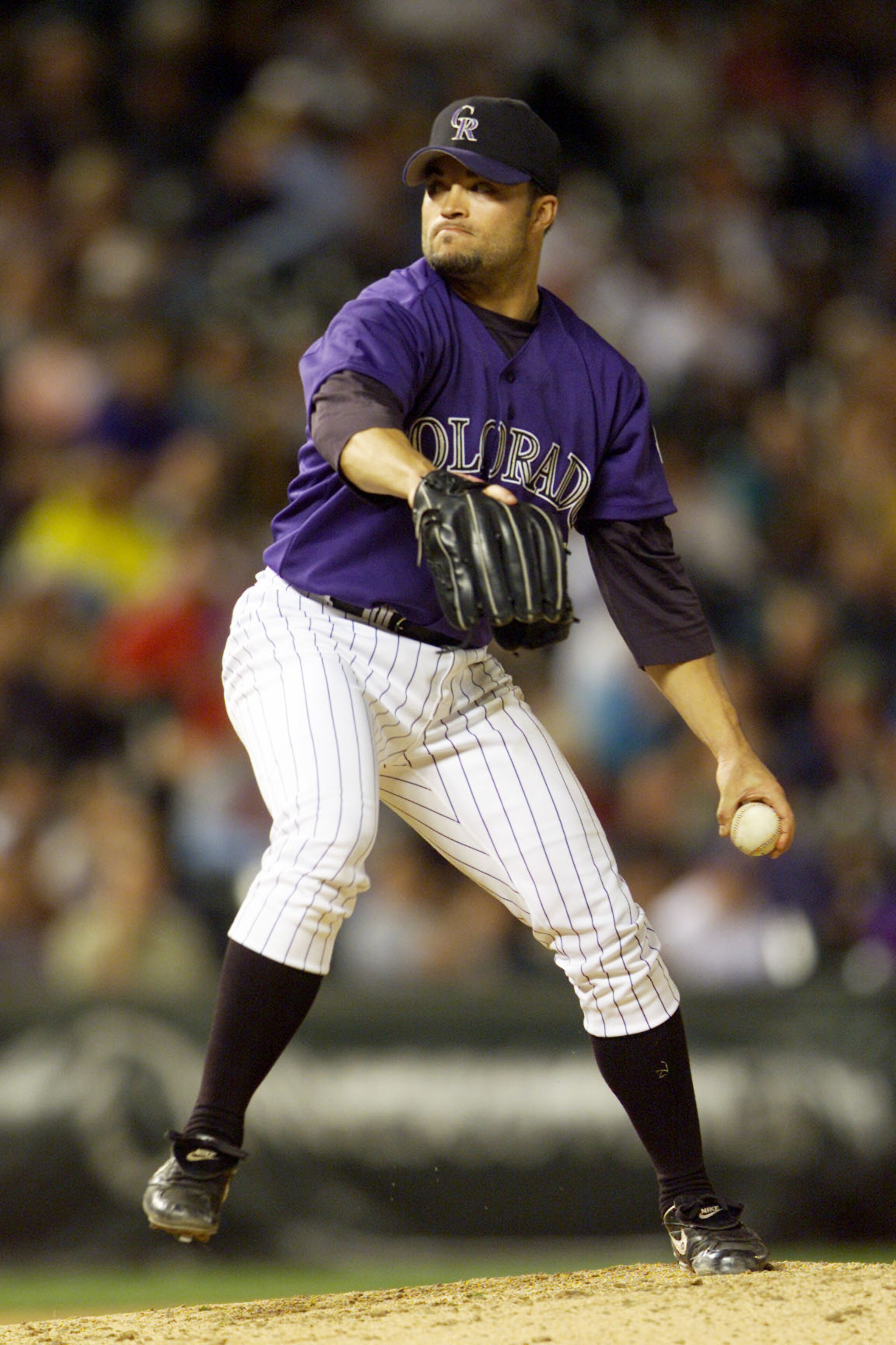 06 Sep 2001: Mike Hampton of the Colorado Rockies winds up for a pitch against the Los Angeles Dodgers during the game at Coors Field in Denver, Colorado.  The Dodgers won 9-5. DIGITAL IMAGE. Mandatory Credit : Brian Bahr/Allsport