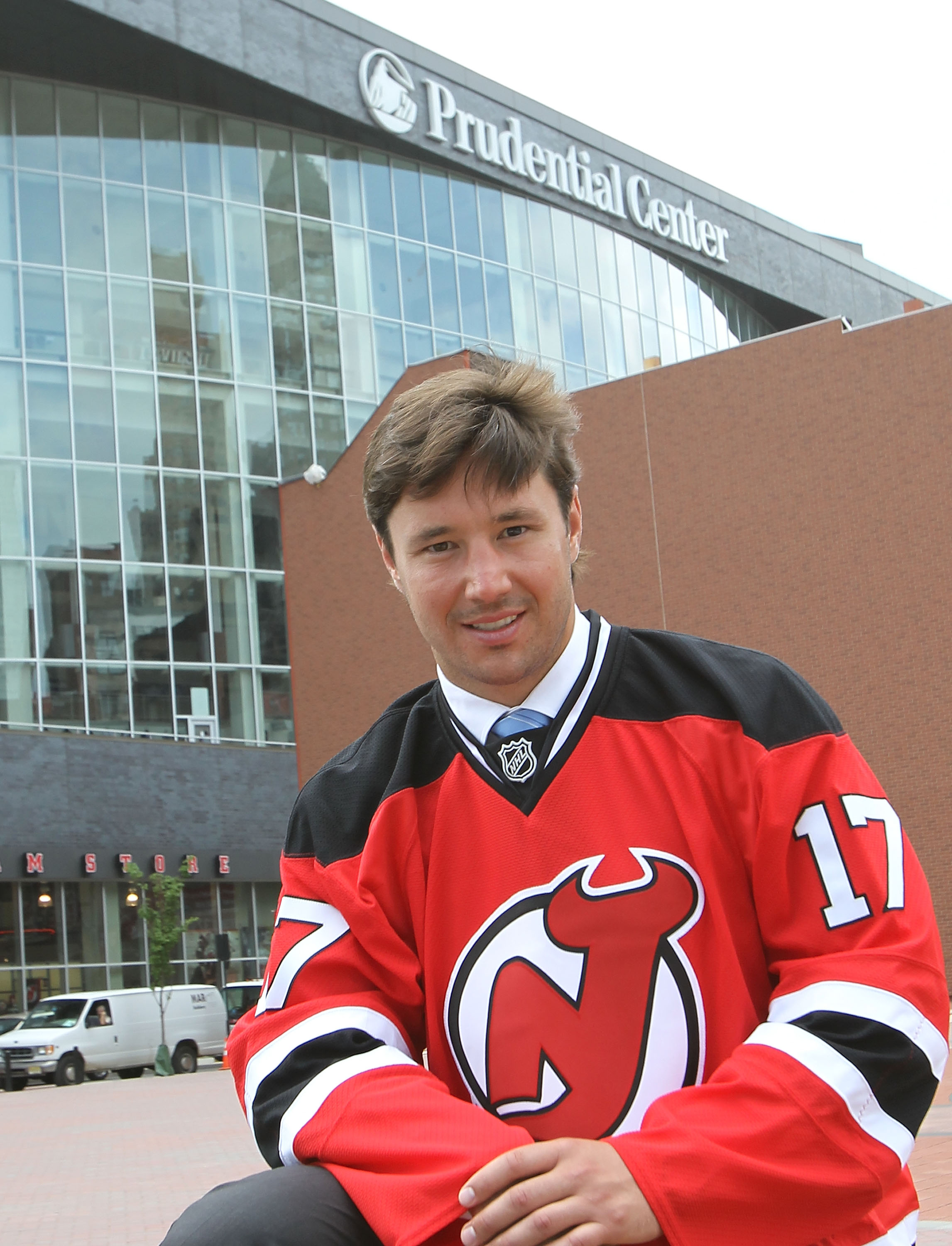 NEWARK, NJ - JULY 20:  Ilya Kovalchuk of the New Jersey Devils poses for photographs following the media opportunity announcing his contract renewal at the Prudential Center on July 20, 2010 in Newark, New Jersey.  (Photo by Bruce Bennett/Getty Images)