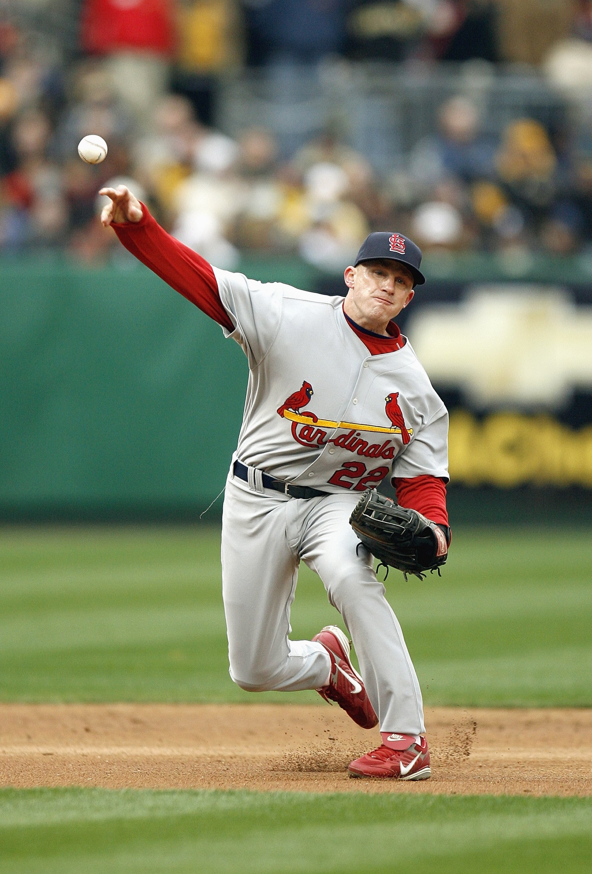 PITTSBURGH - APRIL 9: David Eckstein #22 of the St. Louis Cardinals fields the ball against the Pittsburgh Pirates during the Pittsburgh Pirates' home opener on April 9, 2007 at PNC Park in Pittsburgh, Pennsylvania. St. Louis won 3-0. (Photo by Gregory Sh