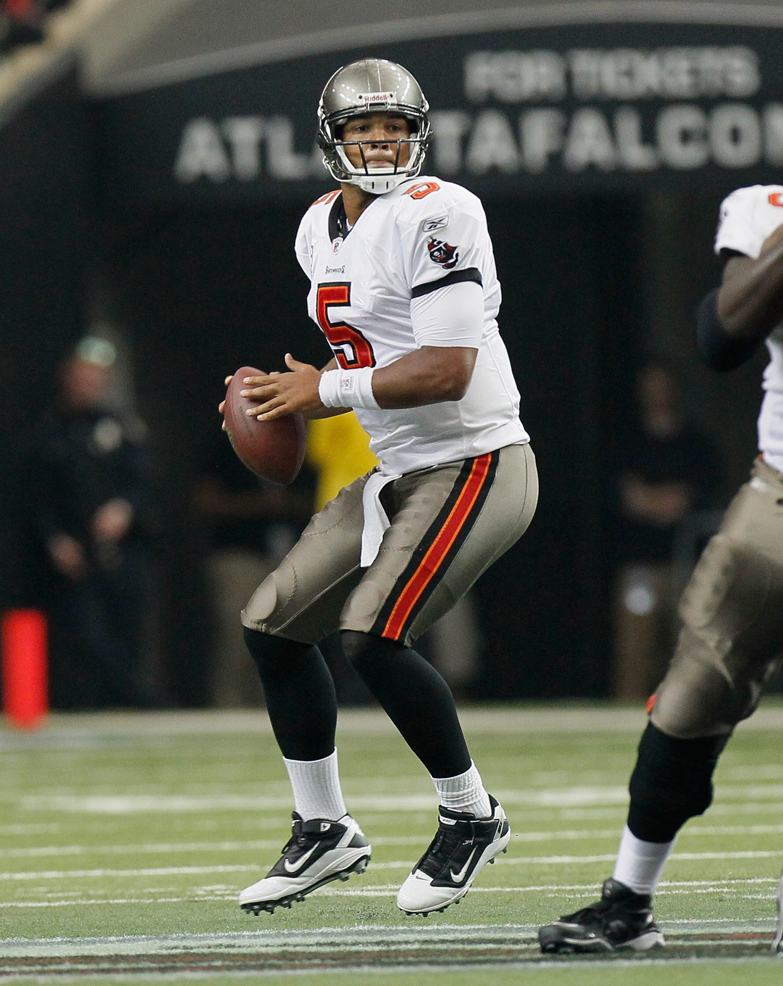 ATLANTA - NOVEMBER 07: Quarterback Josh Freeman #5 of the Tampa Bay Buccaneers against the Atlanta Falcons at Georgia Dome on November 7, 2010 in Atlanta, Georgia. (Photo by Kevin C. Cox/Getty Images) ATLANTA - NOVEMBER 07: Quarterback Josh Freeman #5 of the Tampa Bay Buccaneers against the Atlanta Falcons at Georgia Dome on November 7, 2010 in Atlanta, Georgia. (Photo by Kevin C. Cox/Getty Images)