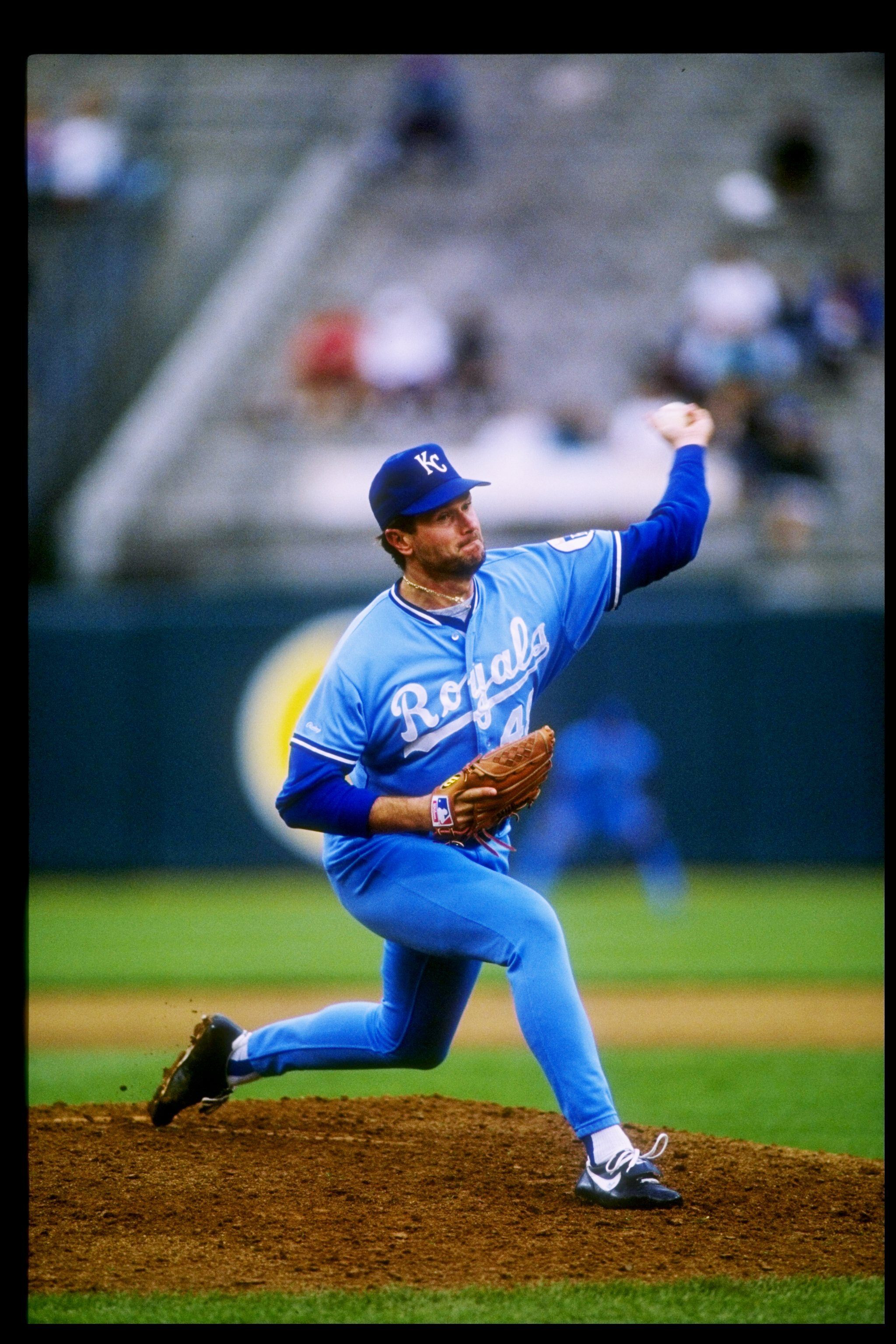 1991:  Mark Davis of the Kansas City Royals in action during a game at Royals Stadium in Kansas City, Missouri.  Mandatory Credit: Otto Greule  /Allsport