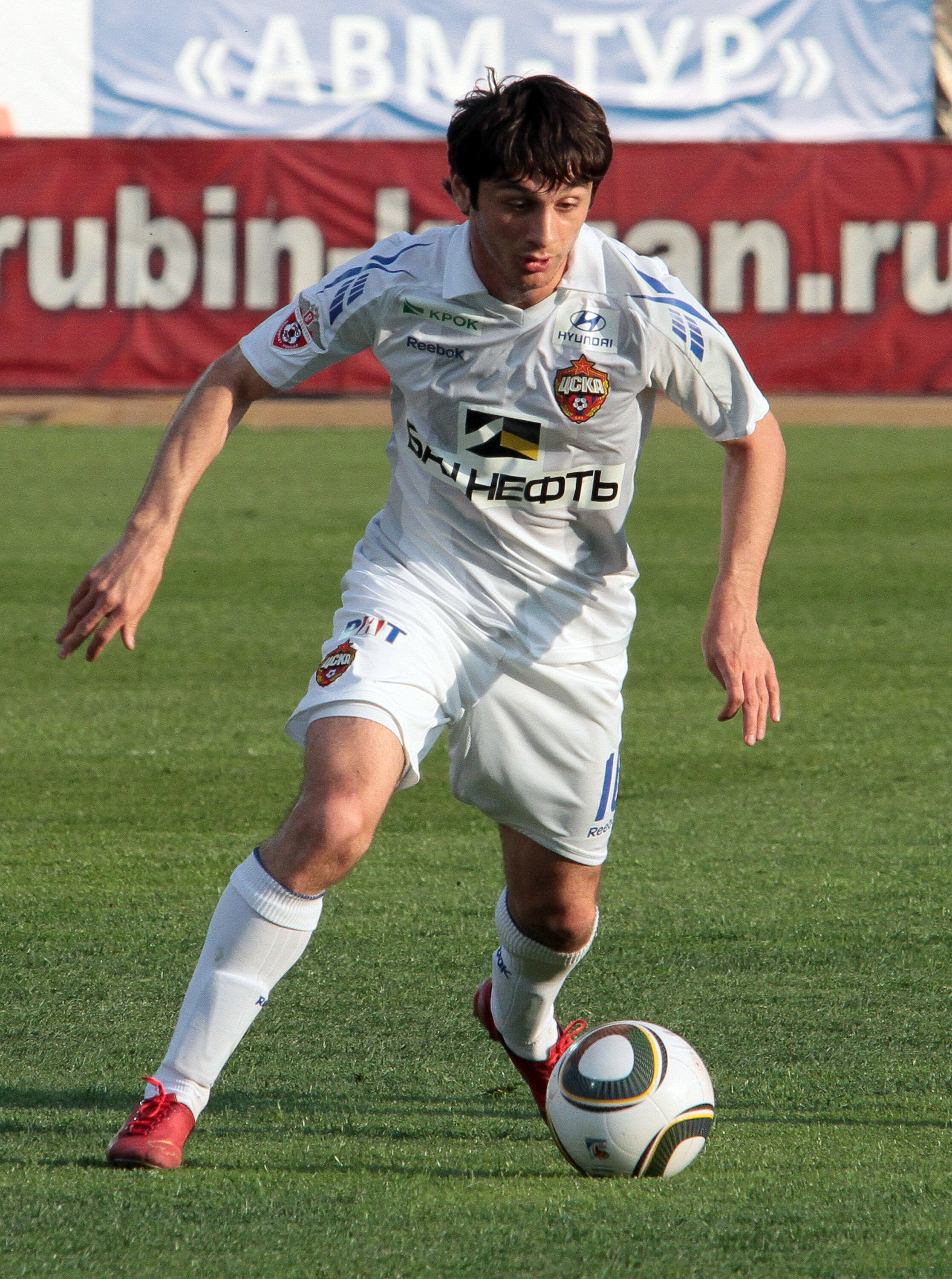 KAZAN, RUSSIA - MAY 14: Alan Dzagoev of PFC CSKA Moscow in action during the Russian Football League Championship match between FC Rubin Kazan and PFC CSKA Moscow at the Tsentralny Stadium on May 14, 2010 in Kazan Russia.  (Photo by Oleg Nikishin/Epsilon/