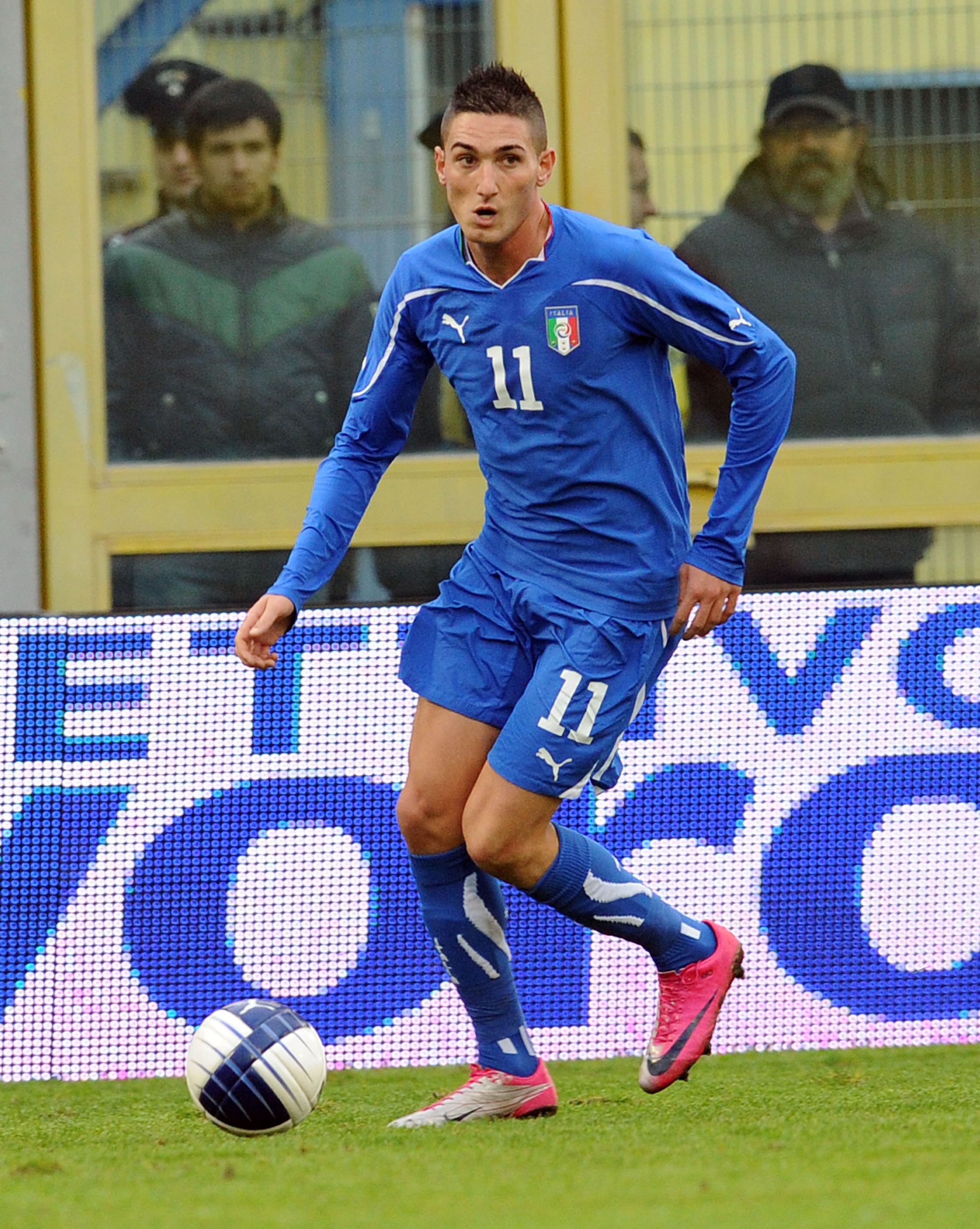 FERMO, ITALY - NOVEMBER 17:  Federico Macheda of Italy in action during the U21 international friendly match between Italy and Turkey at Stadio Bruno Recchioni on November 17, 2010 in Fermo, Italy.  (Photo by Giuseppe Bellini/Getty Images)