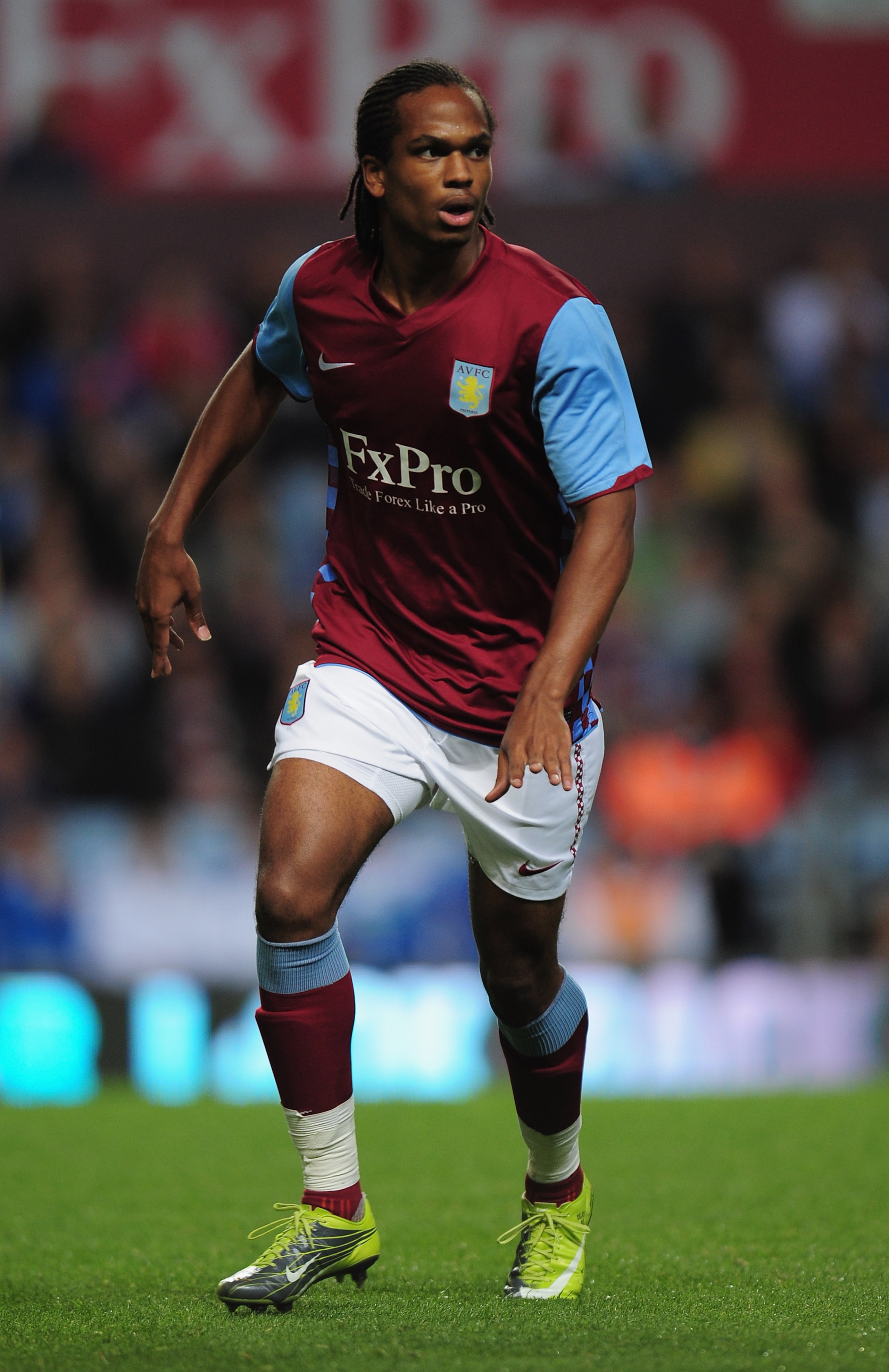 BIRMINGHAM, ENGLAND - AUGUST 06:  Nathan Delfouneso of Aston Villa in action during the friendly match between Aston Villa and Valencia at Villa Park on August 6, 2010 in Birmingham, England.  (Photo by Shaun Botterill/Getty Images)