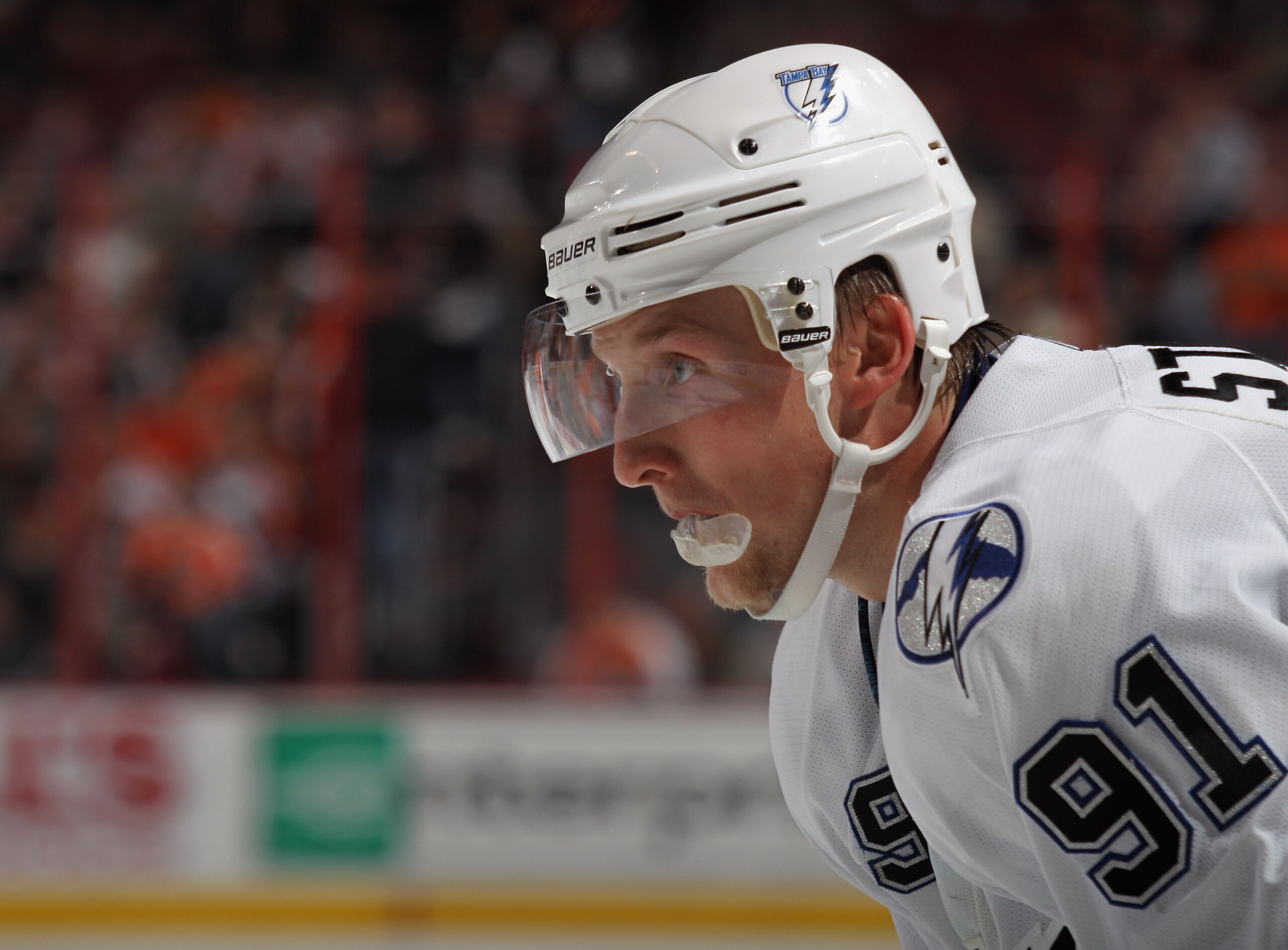 PHILADELPHIA - NOVEMBER 18:  Steven Stamkos #91 of the Tampa Bay Lightning skates against the Philadelphia Flyers at the Wells Fargo Center on November 18, 2010 in Philadelphia, Pennsylvania. The Lightning defeated the Flyers 8-7.  (Photo by Bruce Bennett