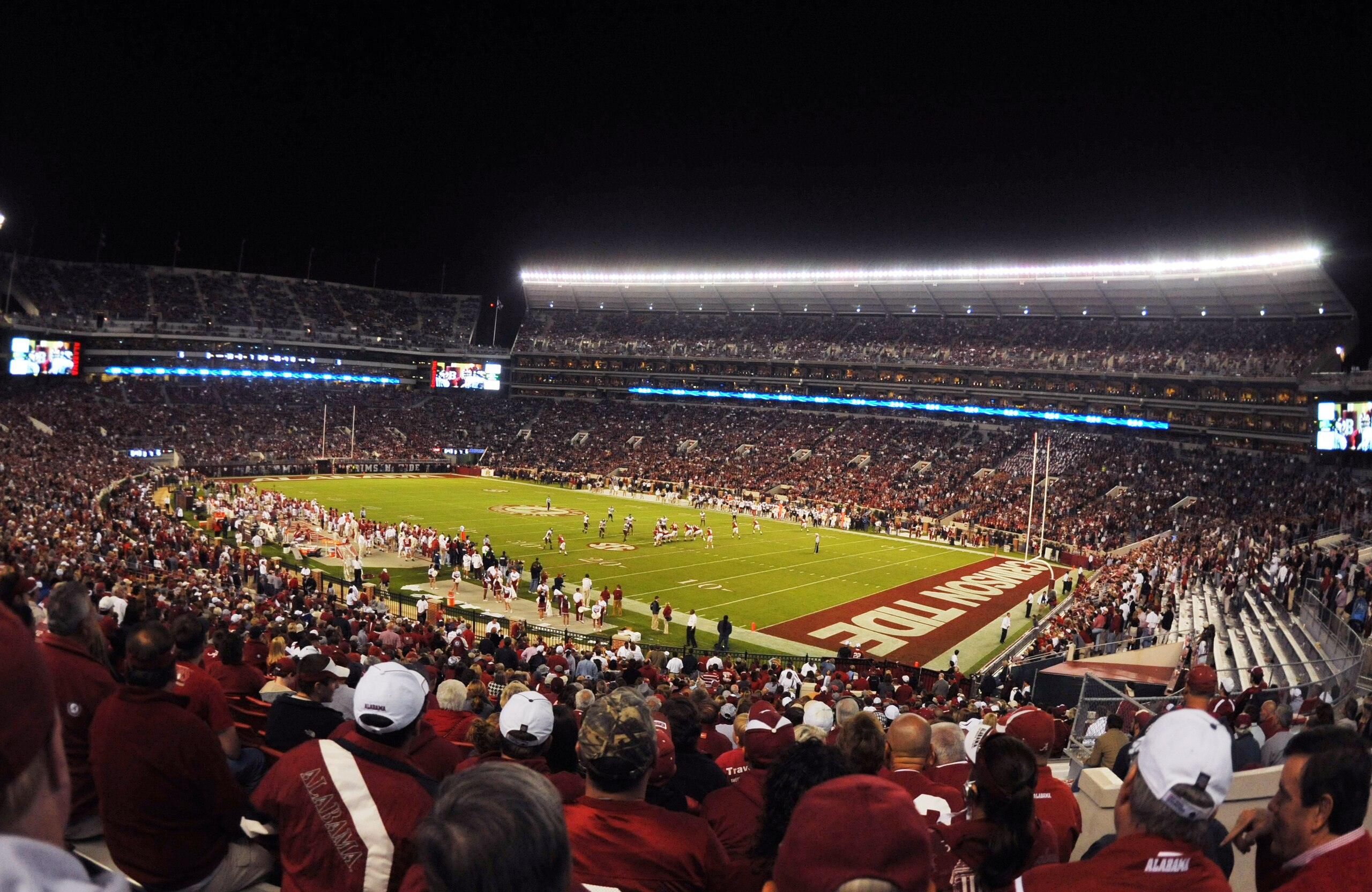 TUSCALOOSA, AL - NOVEMBER 13: Fans of the Alabama Crimson Tide watch play against the Mississippi State Bulldogs November 13, 2010 at Bryant-Denny Stadium in Tuscaloosa, Alabama.  (Photo by Al Messerschmidt/Getty Images)
