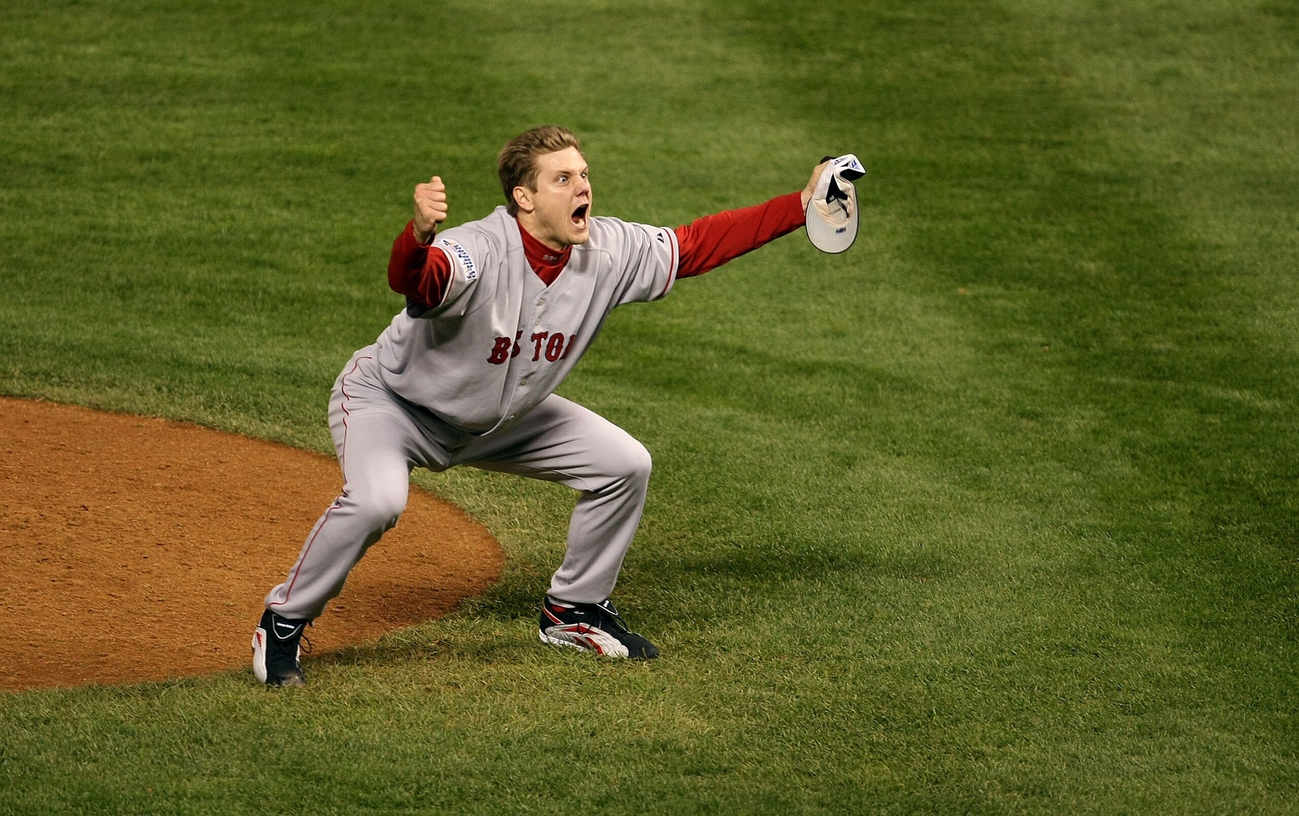 DENVER - OCTOBER 28:  Jonathan Papelbon #58 of the Boston Red Sox celebrates after winning Game Four by a score of the 4-3 to win the 2007 Major League Baseball World Series in a four game sweep of the Colorado Rockies at Coors Field on October 28, 2007 i