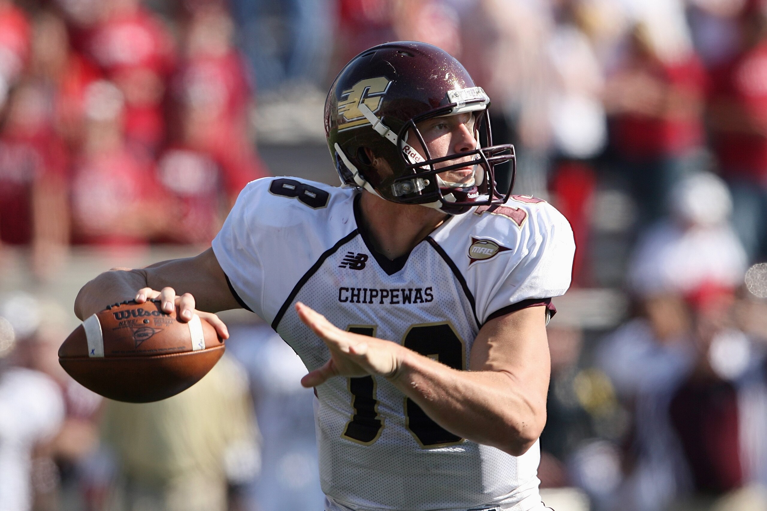 BLOOMINGTON, IN - NOVEMBER 01: Quarterback Brian Brunner #18 of the Central Michigan Chippewas passes the ball during the game against the Indiana Hooisers at Memorial Stadium on November 1, 2008 in Bloomington, Indiana. (Photo by Andy Lyons/Getty Image BLOOMINGTON, IN - NOVEMBER 01: Quarterback Brian Brunner #18 of the Central Michigan Chippewas passes the ball during the game against the Indiana Hooisers at Memorial Stadium on November 1, 2008 in Bloomington, Indiana. (Photo by Andy Lyons/Getty Image