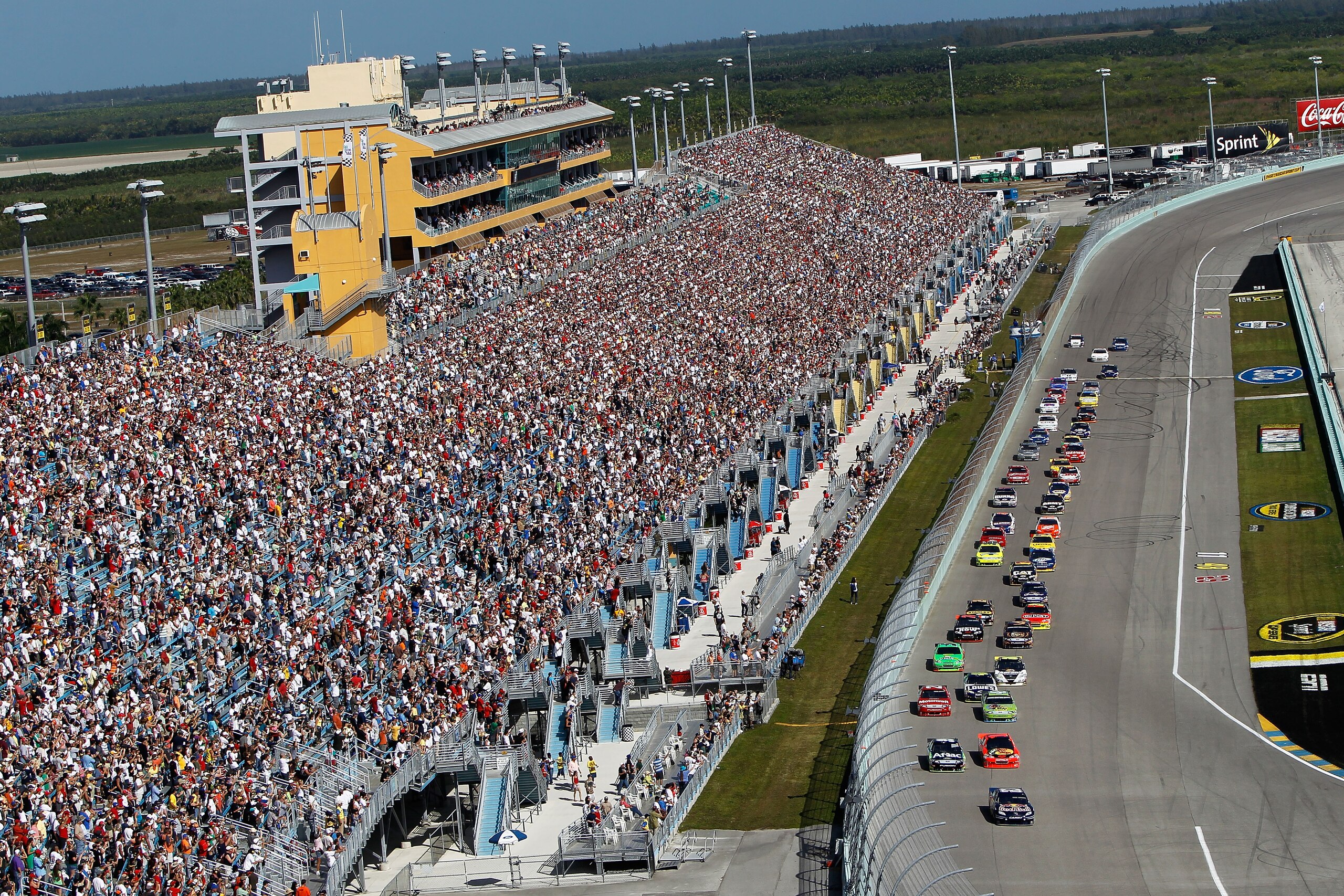 HOMESTEAD, FL - NOVEMBER 21:  A general view of racing during the NASCAR Sprint Cup Series Ford 400 at Homestead-Miami Speedway on November 21, 2010 in Homestead, Florida.  (Photo by Chris Trotman/Getty Images for NASCAR)