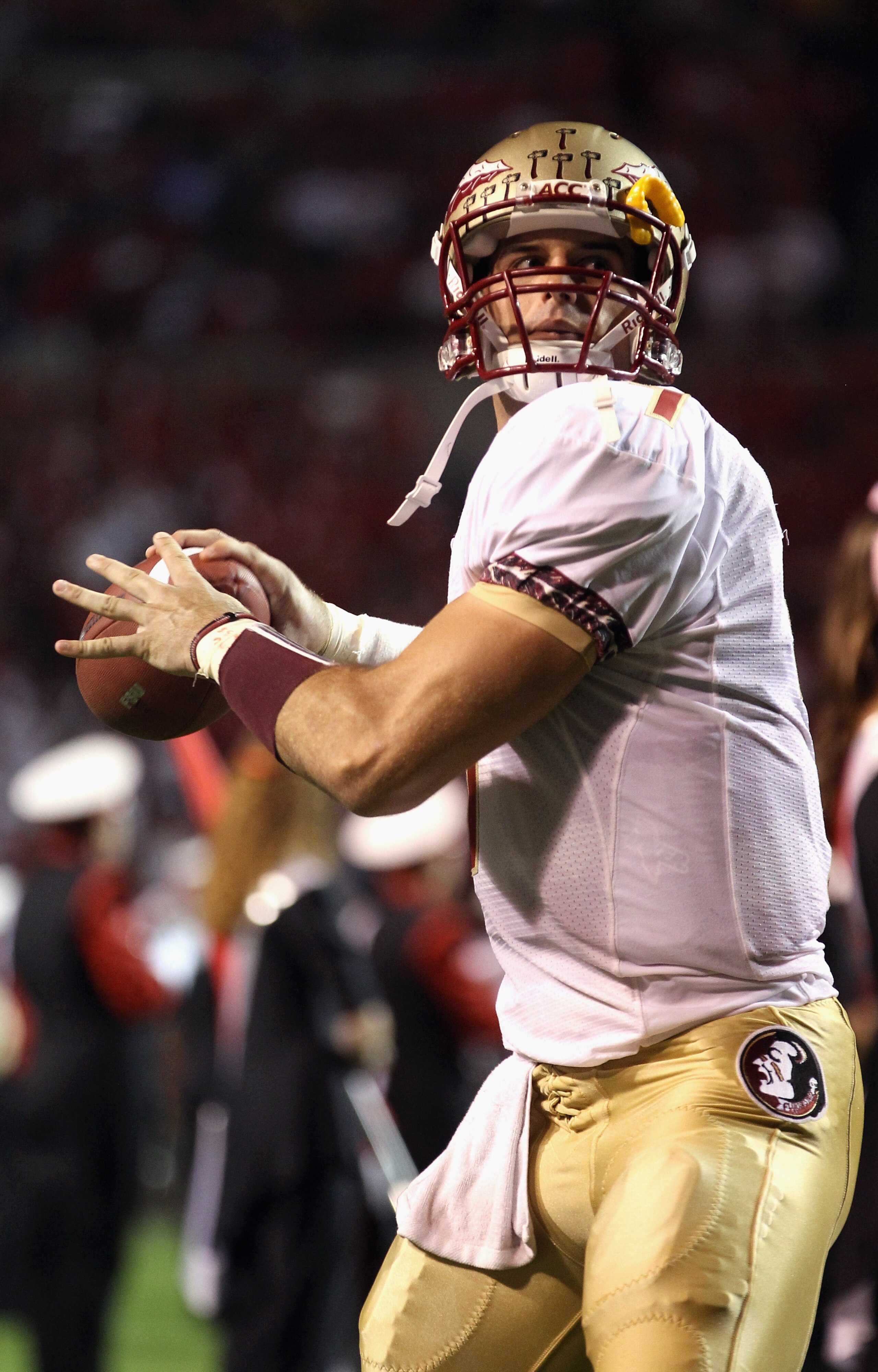 RALEIGH, NC - OCTOBER 28:  Christian Ponder #7 of the Florida State Seminoles against the North Carolina State Wolfpack during their game at Carter-Finley Stadium on October 28, 2010 in Raleigh, North Carolina.  (Photo by Streeter Lecka/Getty Images)