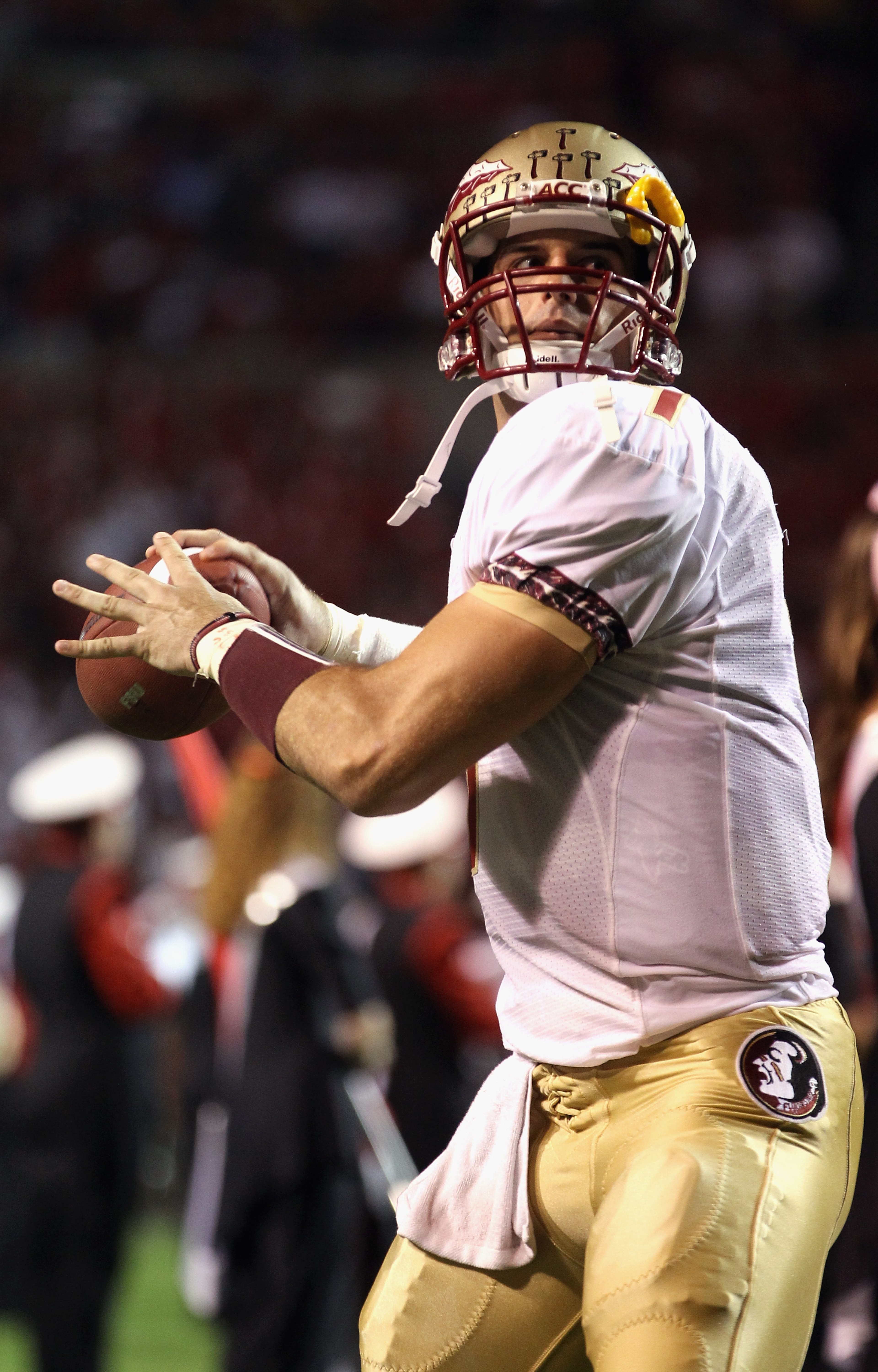 RALEIGH, NC - OCTOBER 28: Christian Ponder #7 of the Florida State Seminoles against the North Carolina State Wolfpack during their game at Carter-Finley Stadium on October 28, 2010 in Raleigh, North Carolina. (Photo by Streeter Lecka/Getty Images) RALEIGH, NC - OCTOBER 28: Christian Ponder #7 of the Florida State Seminoles against the North Carolina State Wolfpack during their game at Carter-Finley Stadium on October 28, 2010 in Raleigh, North Carolina. (Photo by Streeter Lecka/Getty Images)