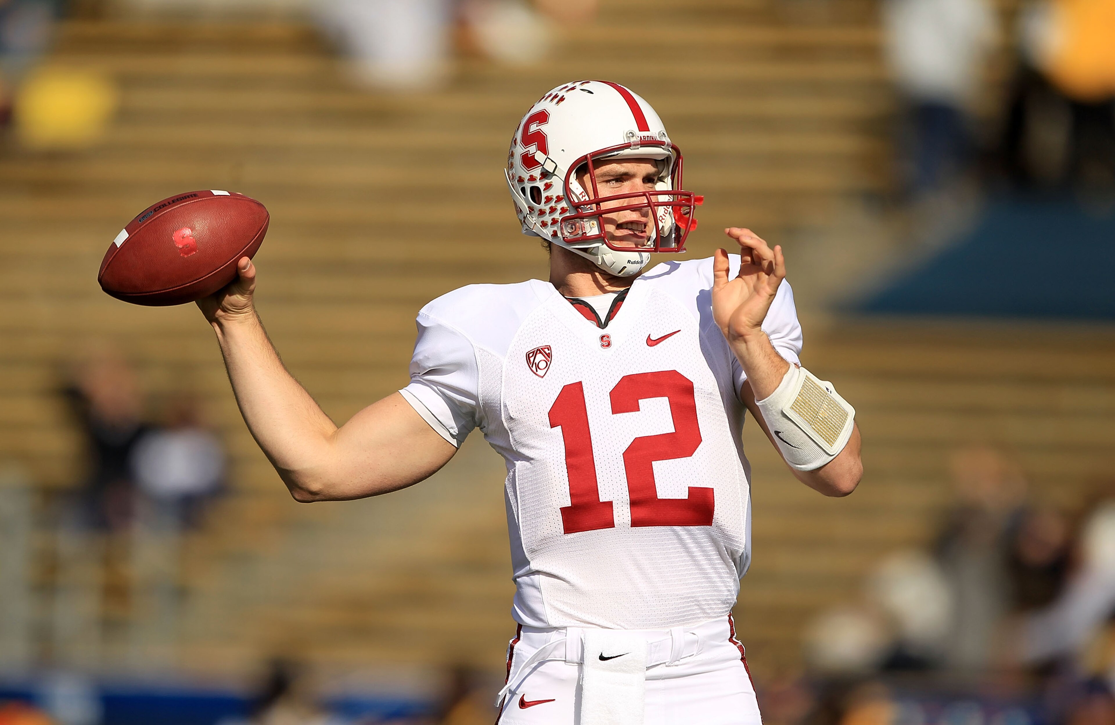 BERKELEY, CA - NOVEMBER 20: Andrew Luck #12 of the Stanford Cardinal warms up before their game against the California Golden Bears at California Memorial Stadium on November 20, 2010 in Berkeley, California. (Photo by Ezra Shaw/Getty Images) BERKELEY, CA - NOVEMBER 20: Andrew Luck #12 of the Stanford Cardinal warms up before their game against the California Golden Bears at California Memorial Stadium on November 20, 2010 in Berkeley, California. (Photo by Ezra Shaw/Getty Images)