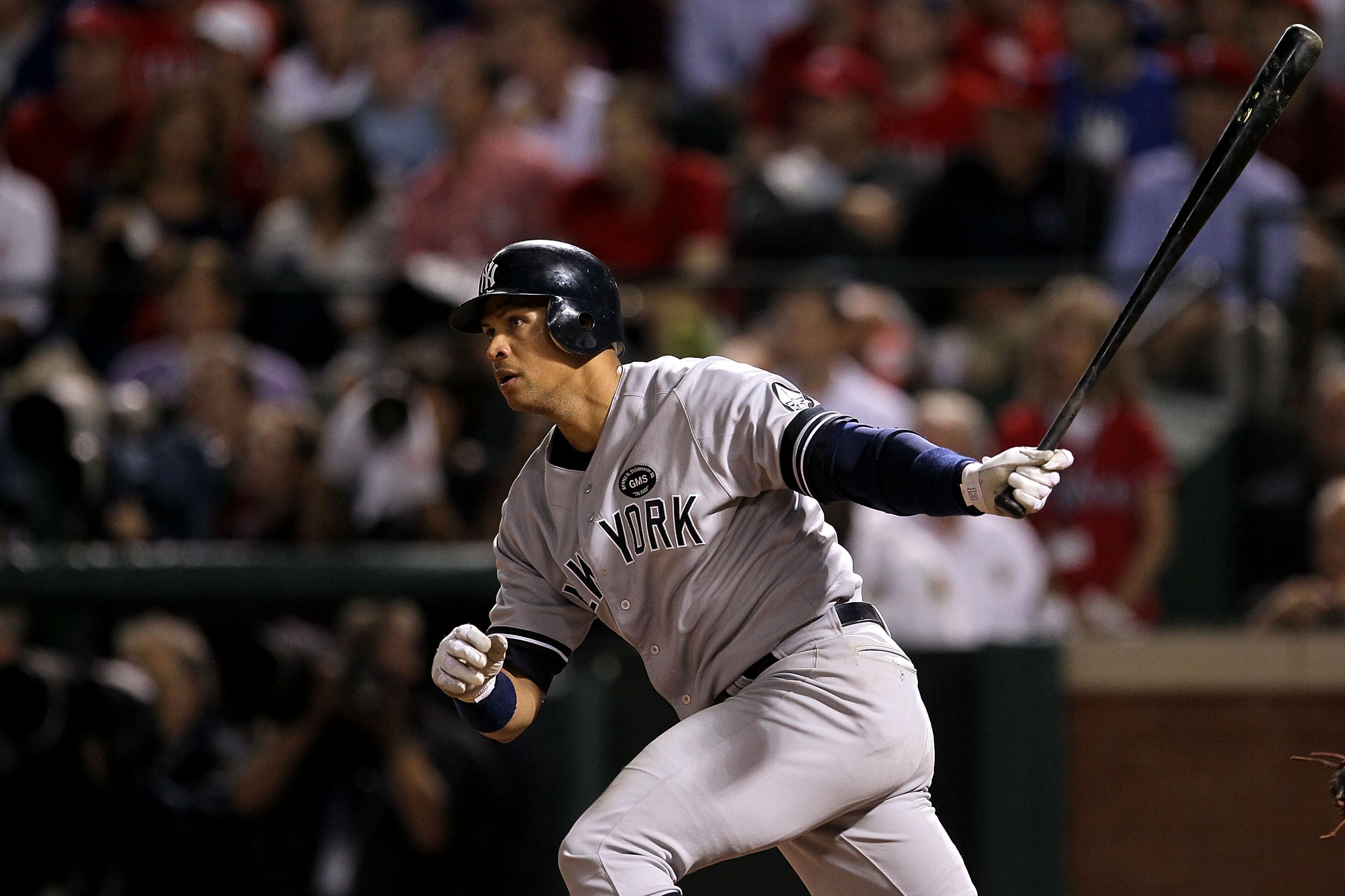 ARLINGTON, TX - OCTOBER 22: Alex Rodriguez #13 of the New York Yankees bats against the Texas Rangers in Game Six of the ALCS during the 2010 MLB Playoffs at Rangers Ballpark in Arlington on October 22, 2010 in Arlington, Texas. The Rangers won 6-1. (Pho ARLINGTON, TX - OCTOBER 22: Alex Rodriguez #13 of the New York Yankees bats against the Texas Rangers in Game Six of the ALCS during the 2010 MLB Playoffs at Rangers Ballpark in Arlington on October 22, 2010 in Arlington, Texas. The Rangers won 6-1. (Pho