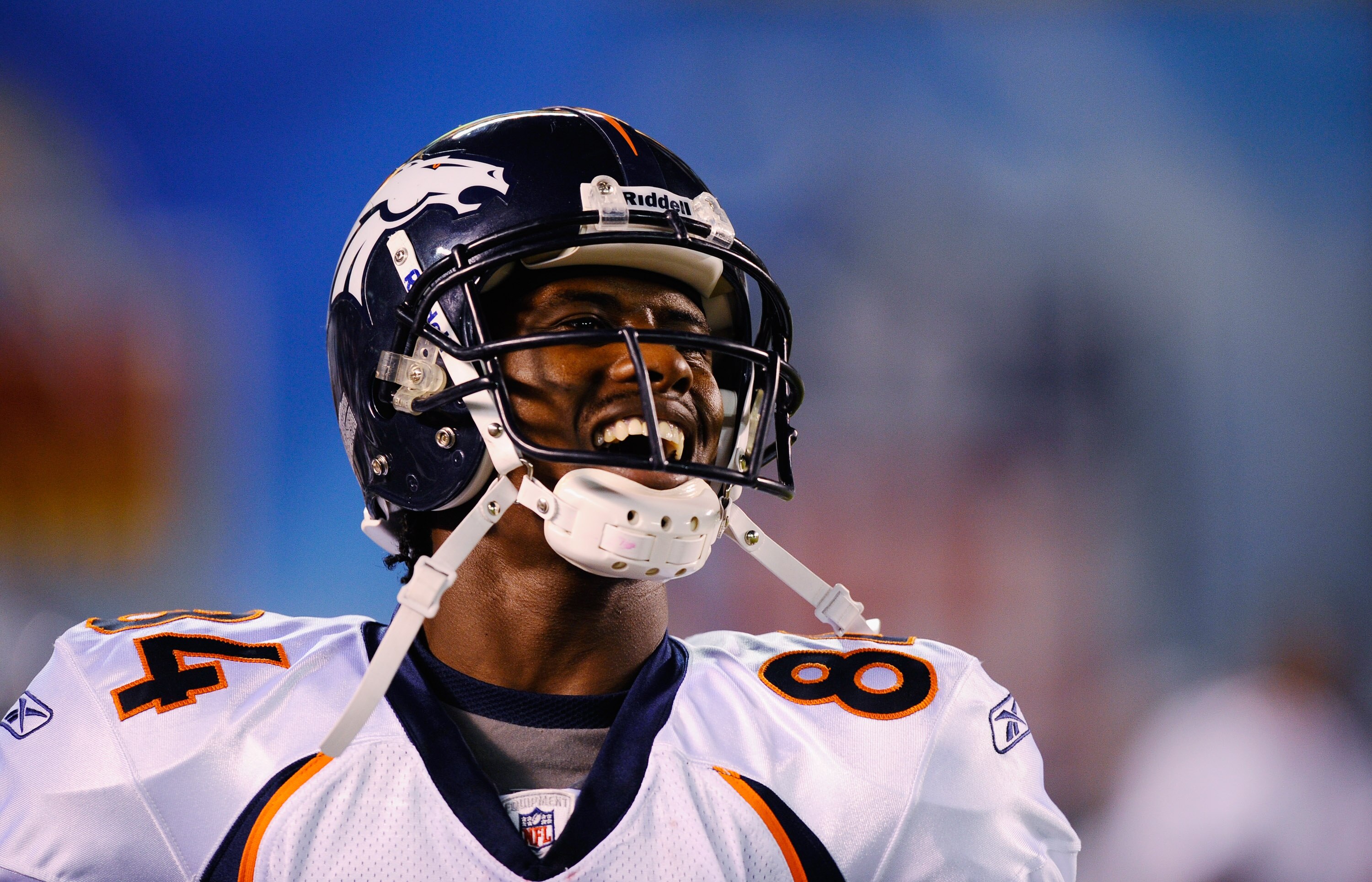 SAN DIEGO - NOVEMBER 22:  Wide receiver Brandon Lloyd #84 of the Denver Broncos warms up prior to the start of the football game against San Diego Chargers at Qualcomm Stadium on November 22, 2010 in San Diego, California.  (Photo by Kevork Djansezian/Get