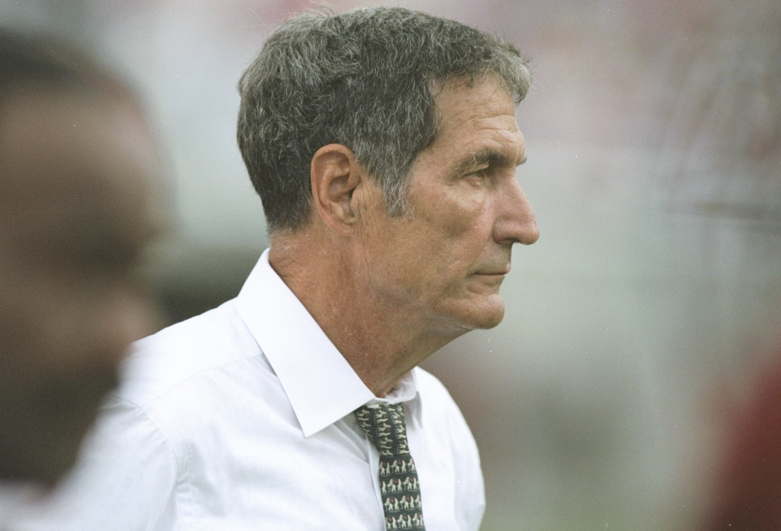 16 Sep 1995: Coach Gene Stallings of the Alabama Crimson Tide watches his players during a game against the Arkansas Razorbacks in Tucsawosa, Alabama. Arkansas won the game 20-19.