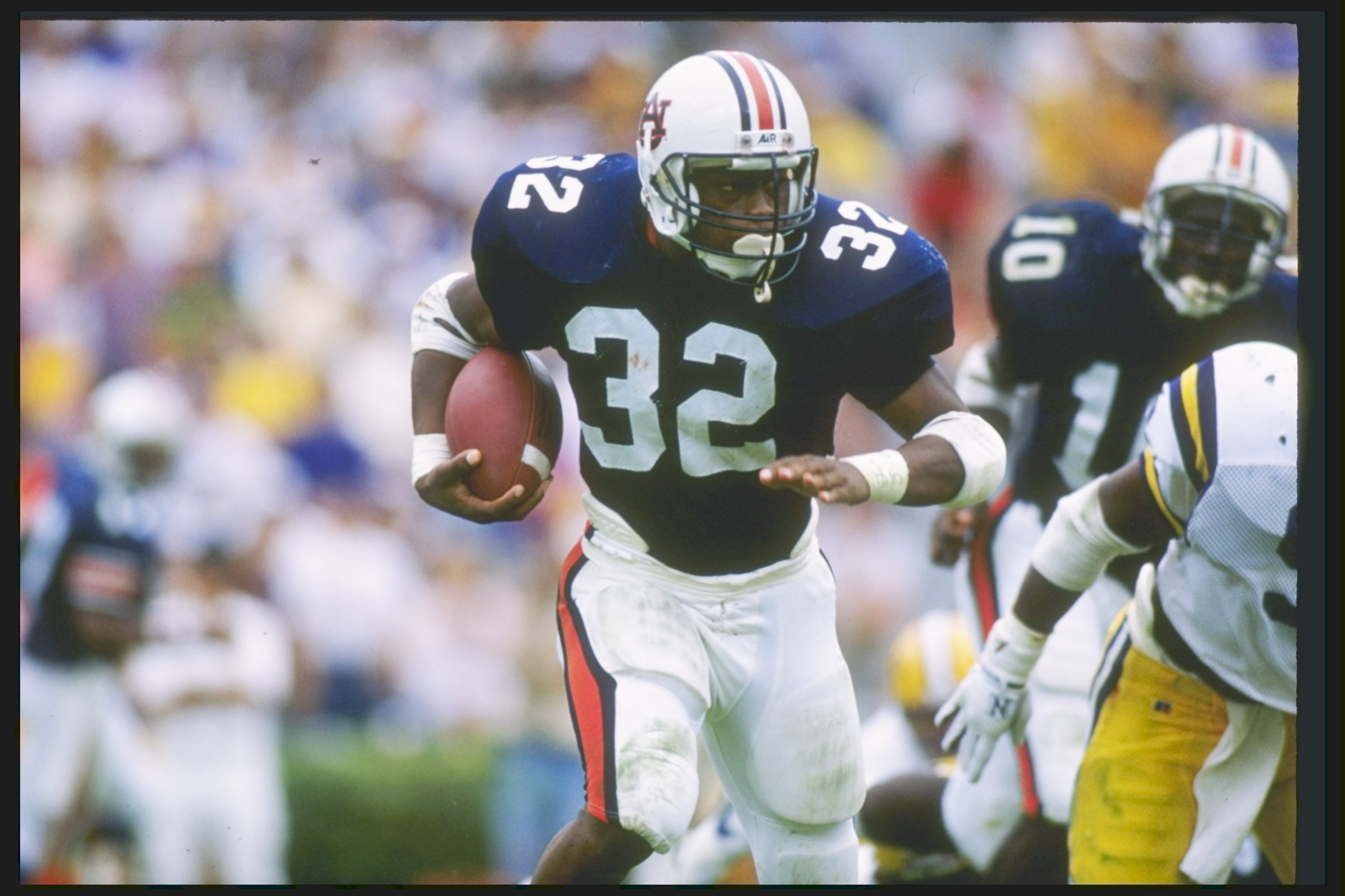 14 Oct 1989:  Running back Stacy Danley of the Auburn Tigers runs down the field during a game against the Lousiana State Tigers at Jordan-Hare Stadium in Auburn, Alabama.  Auburn won the game 10-6. Mandatory Credit: Rick Stewart  /Allsport